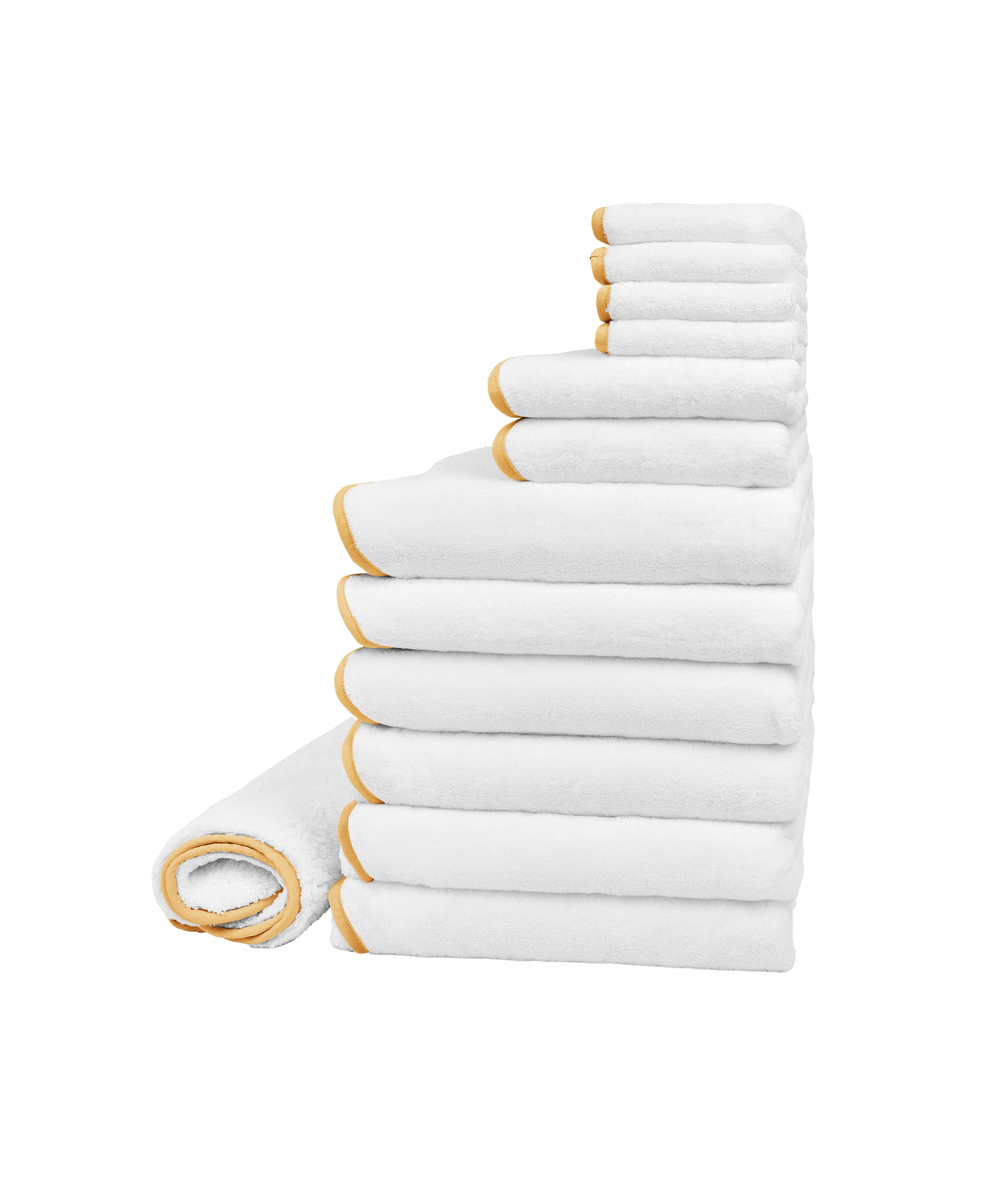 Amelia Scalloped Bath Towel Large Family Bundle, Mustard