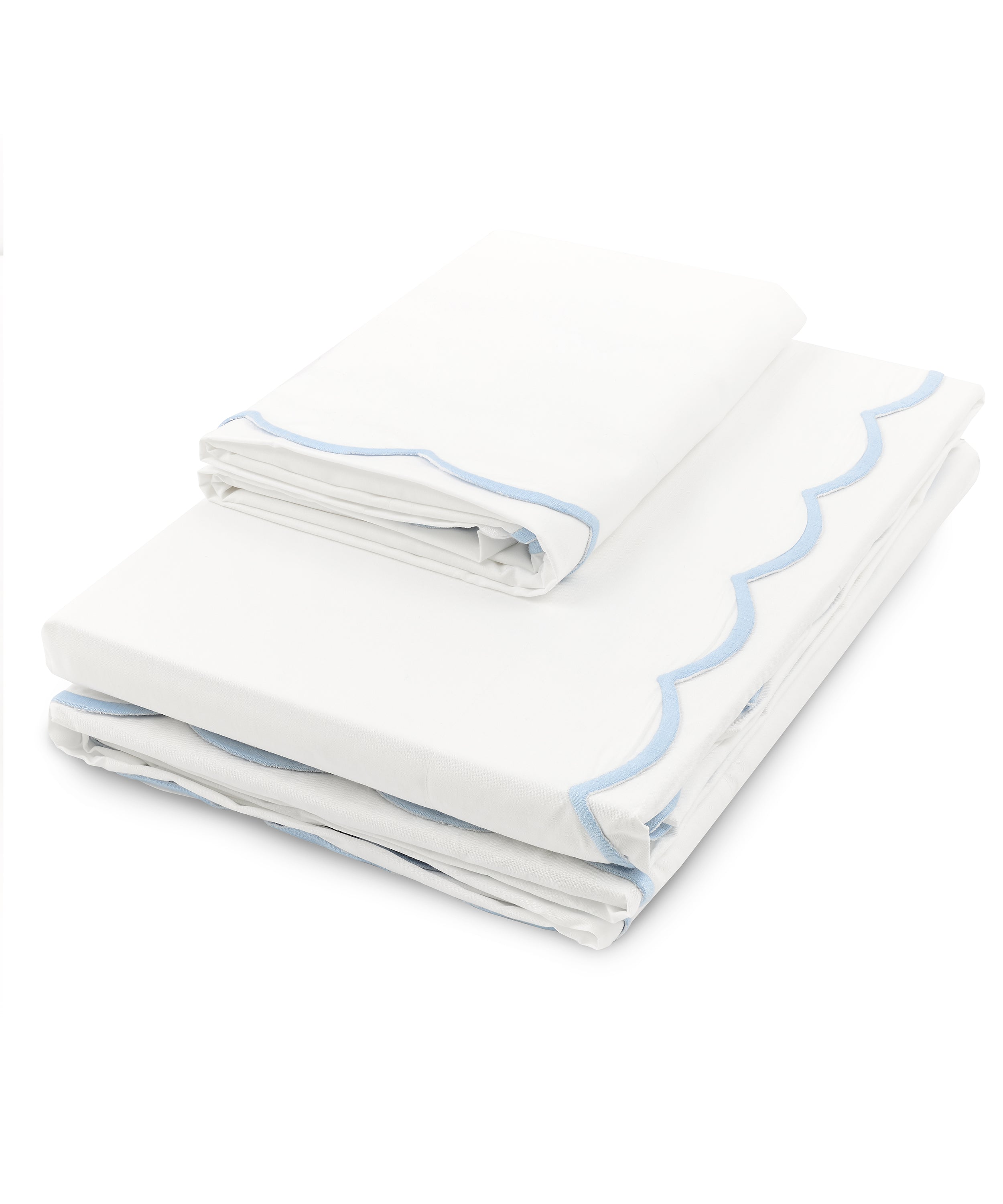 Annabelle Scalloped Bed Linen, Powder Blue, Cut Out