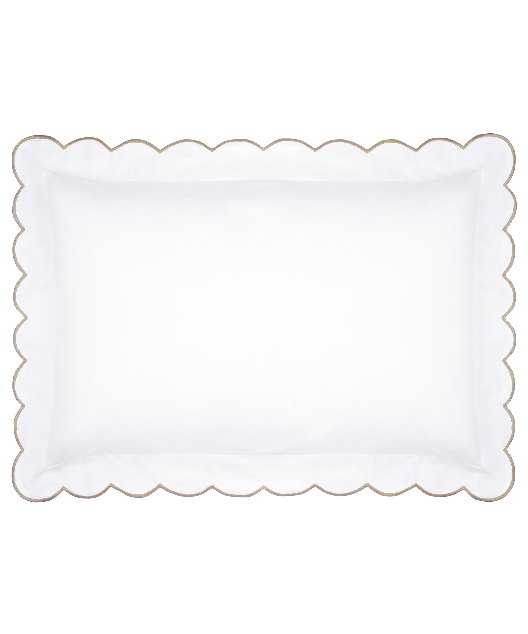 Pair of Annabelle Scalloped Pillowcases, Taupe, Cut Out