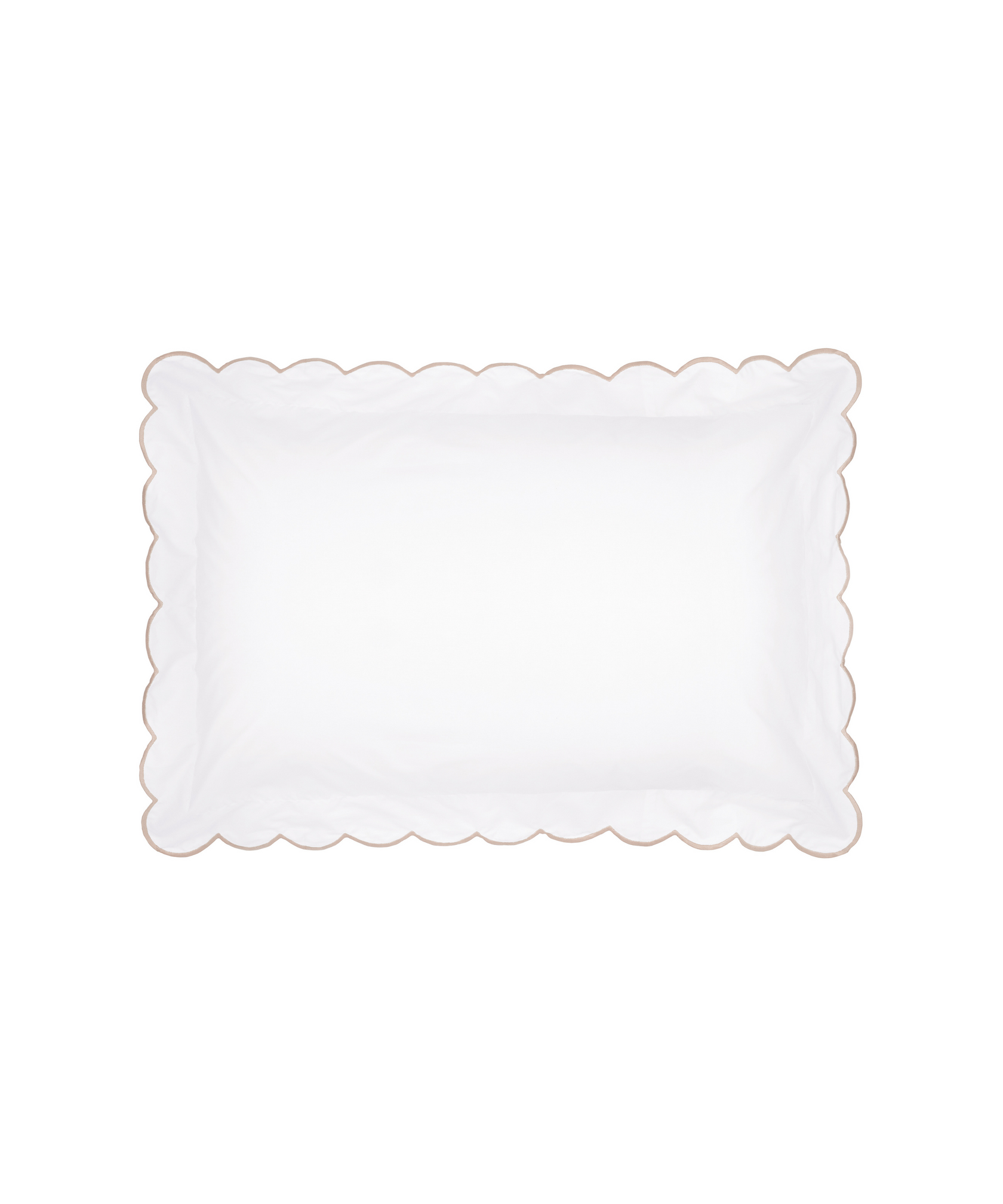 Pair of Annabelle Scalloped Pillowcases, Taupe, Cut Out