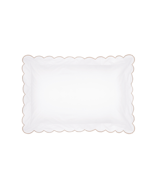 Pair of Annabelle Scalloped Pillowcases, Taupe, Cut Out