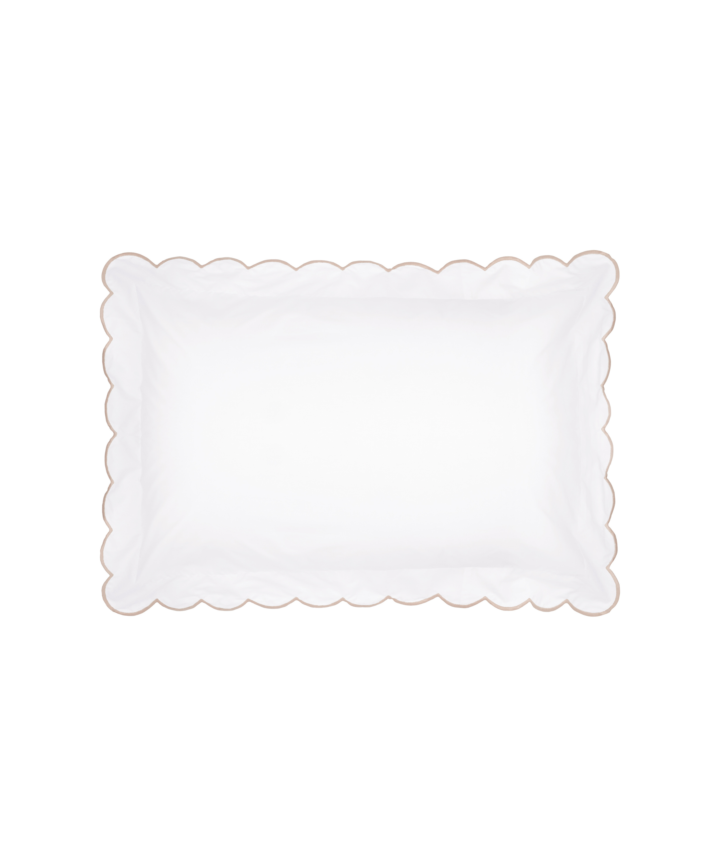 Pair of Annabelle Scalloped Pillowcases, Taupe, Cut Out