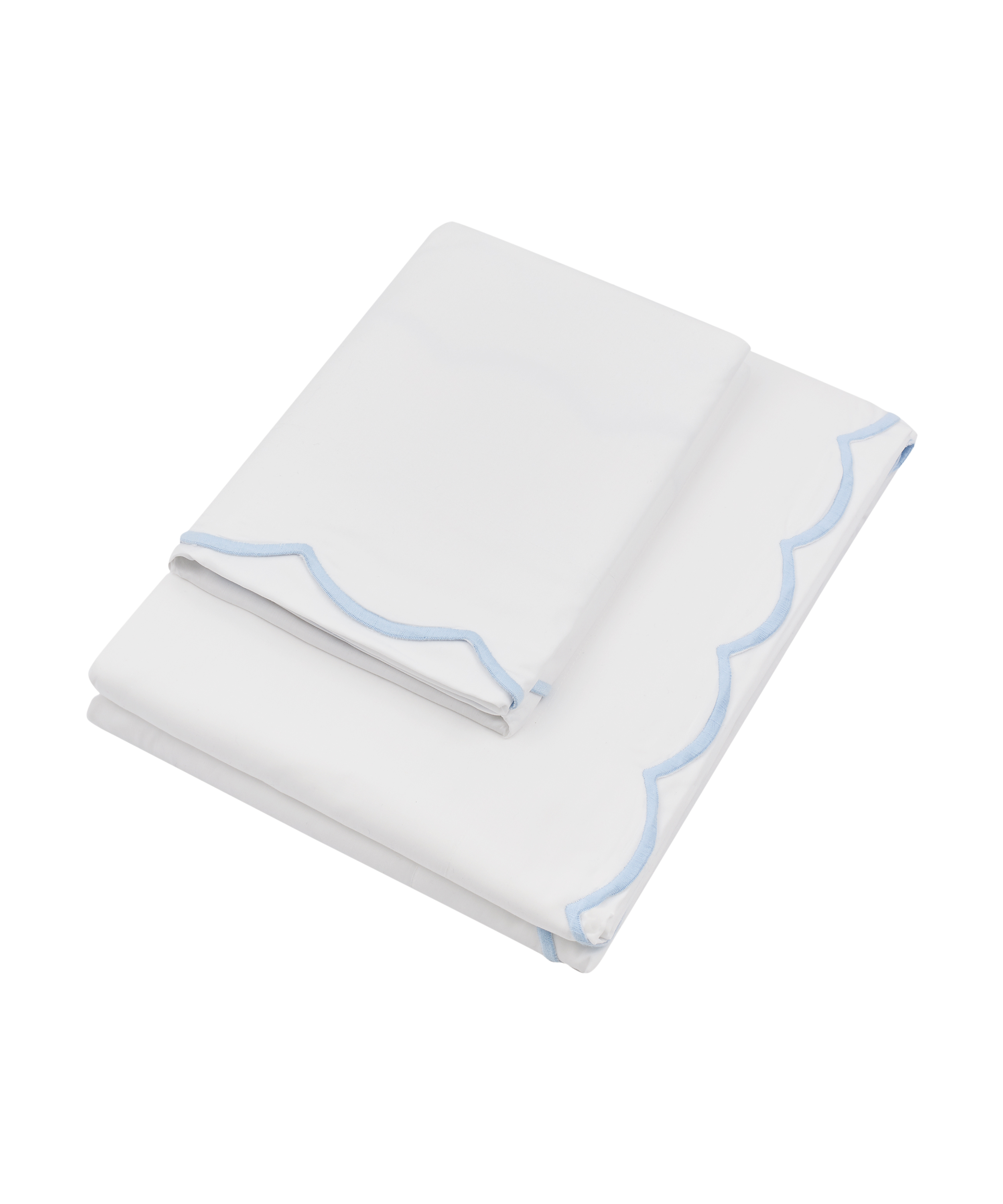 Annabelle Scalloped Duvet Cover, Powder Blue