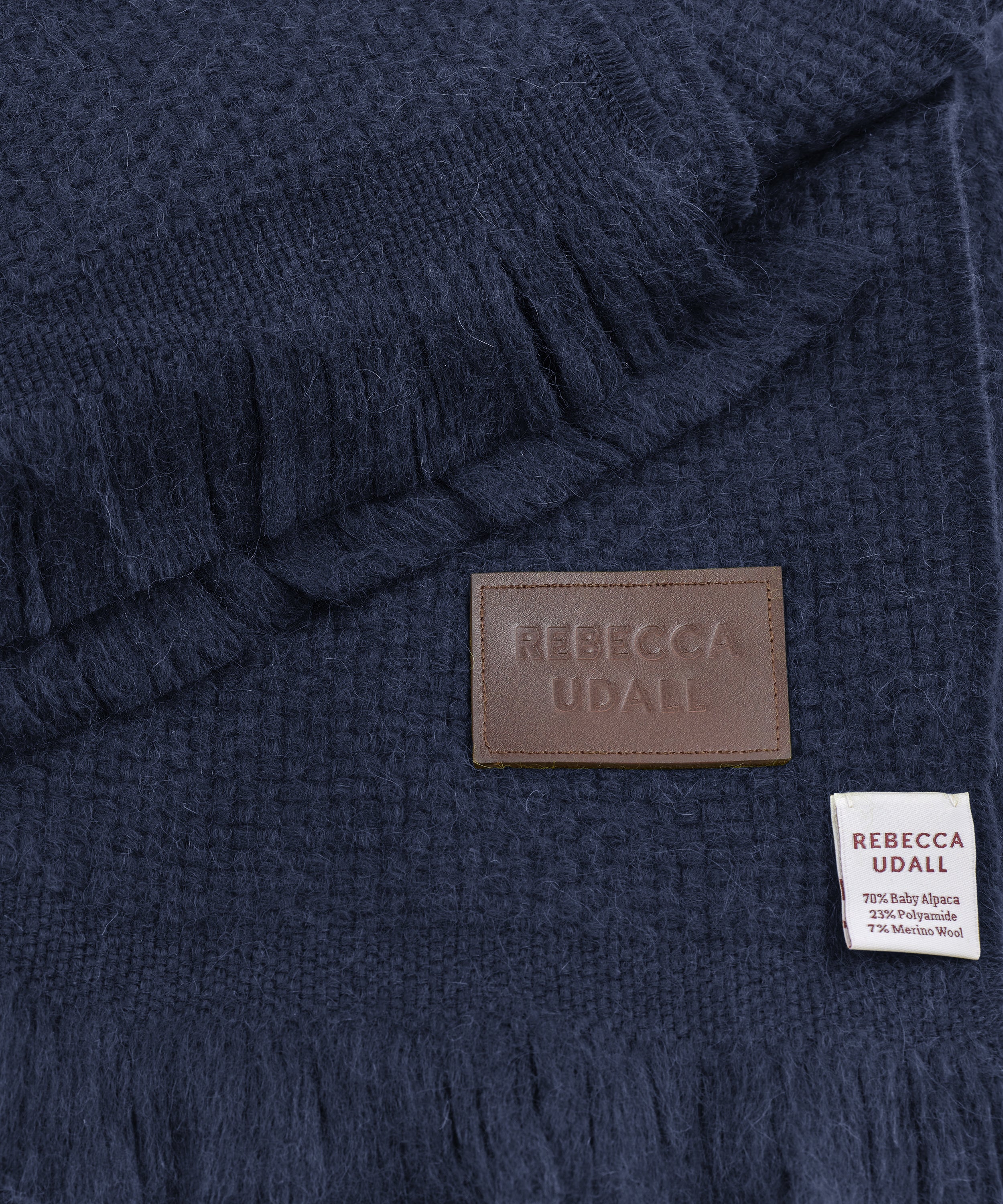 Rebecca Udall Basketweave Alpaca Throw, Detail, Navy, Lifestyle Detail