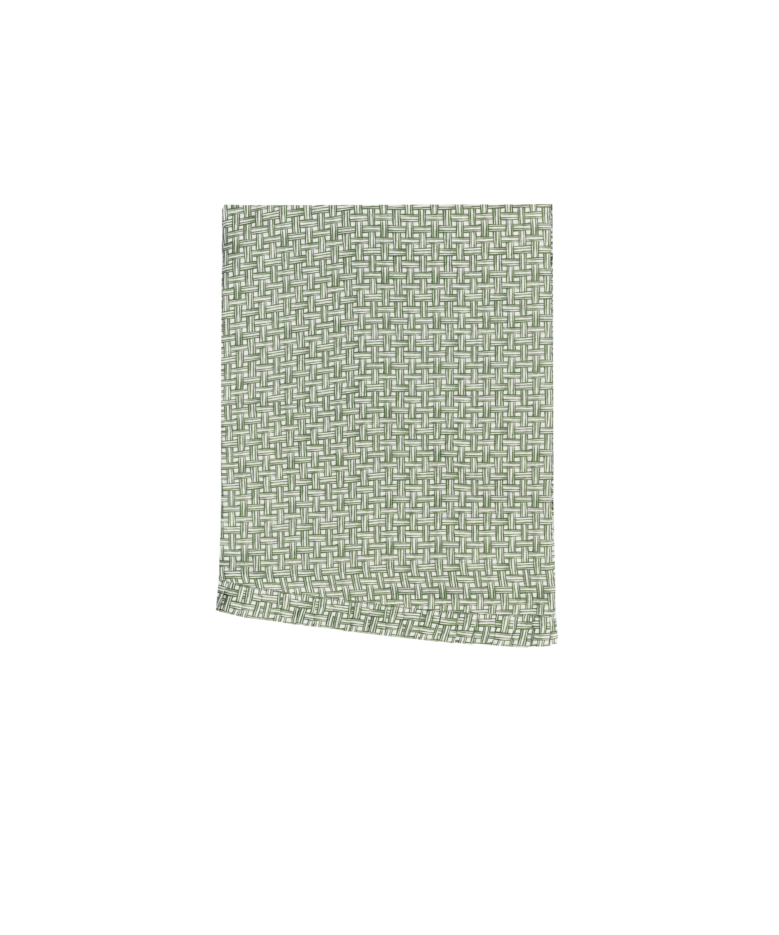 Basketweave Pleated Round Linen Tablecloth, Vine Green, Cut Out