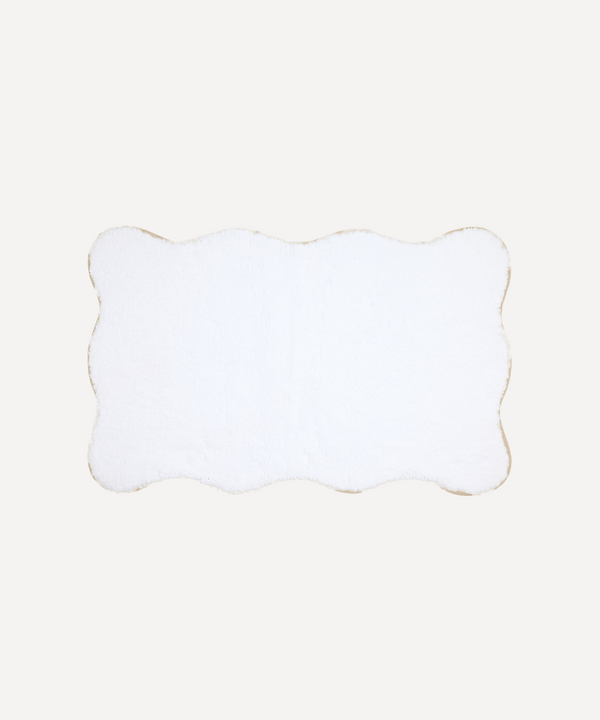 Rebecca Udall Luxury Scalloped Wavy Piped Edge Bath Mat, taupe sand beige 