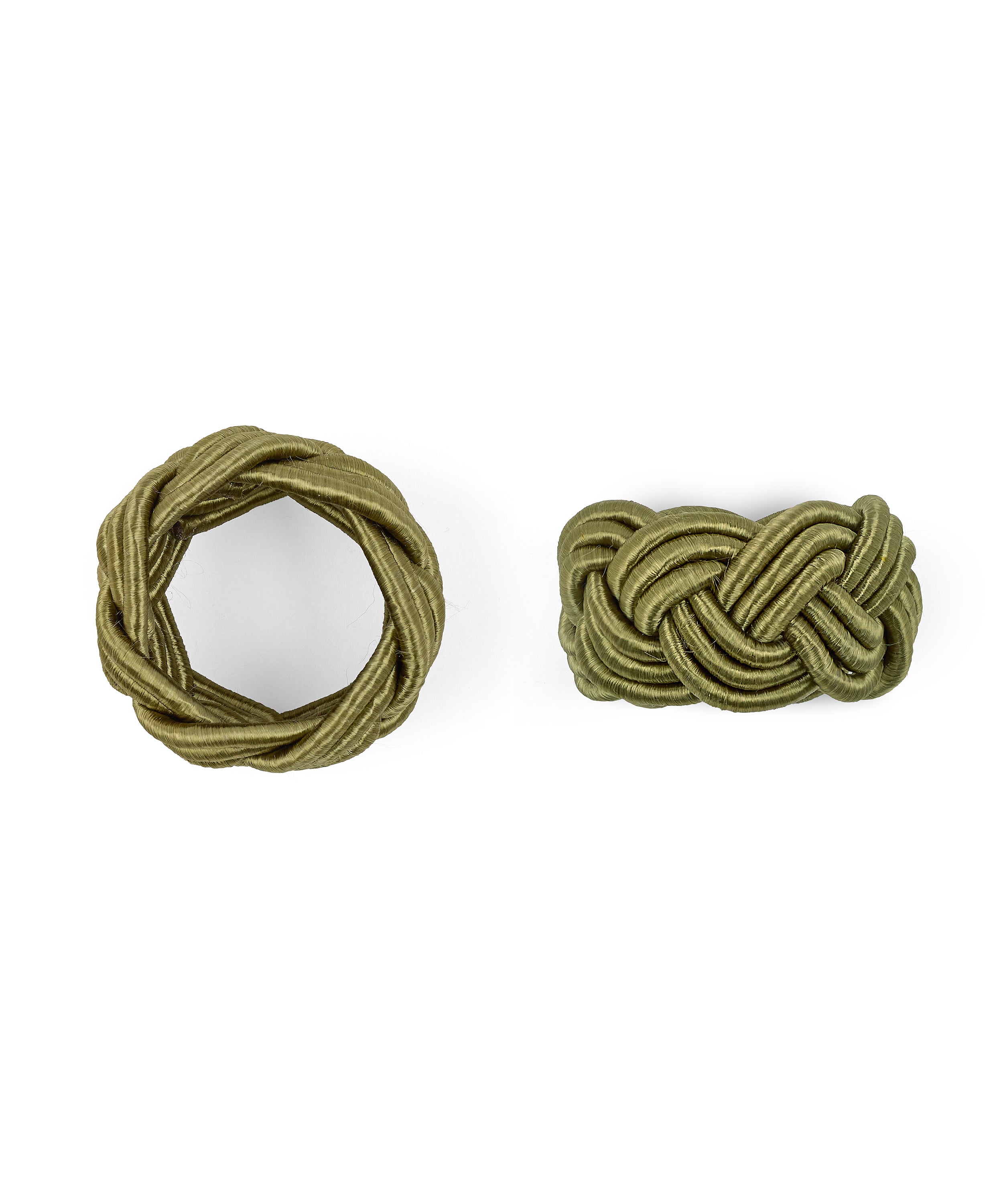 Rebecca Udall Set of 4 Braided Napkin Rings, Moss, Detail