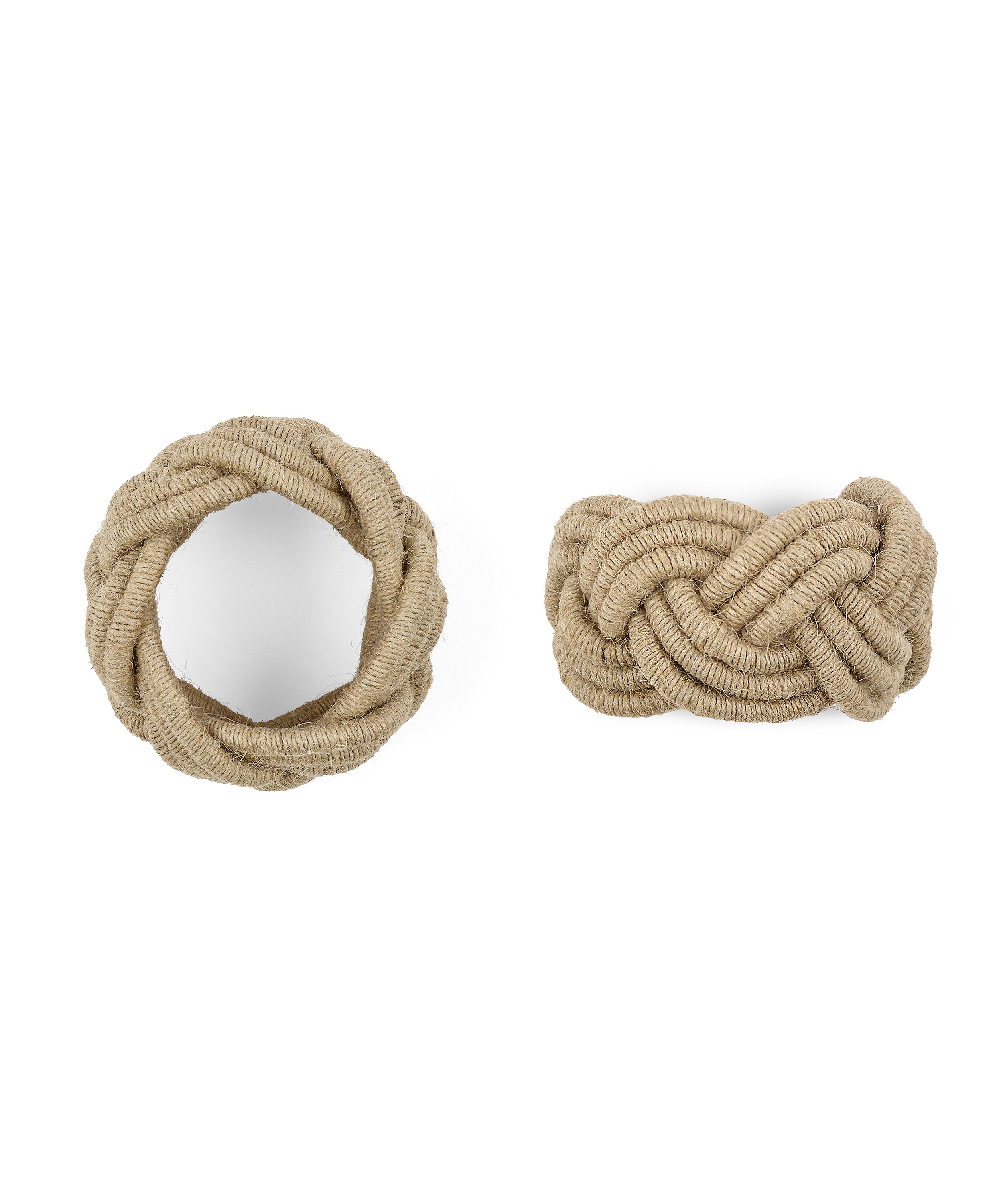 Rebecca Udall Set of 4 Braided Rope Napkin Rings, Detail, White Background