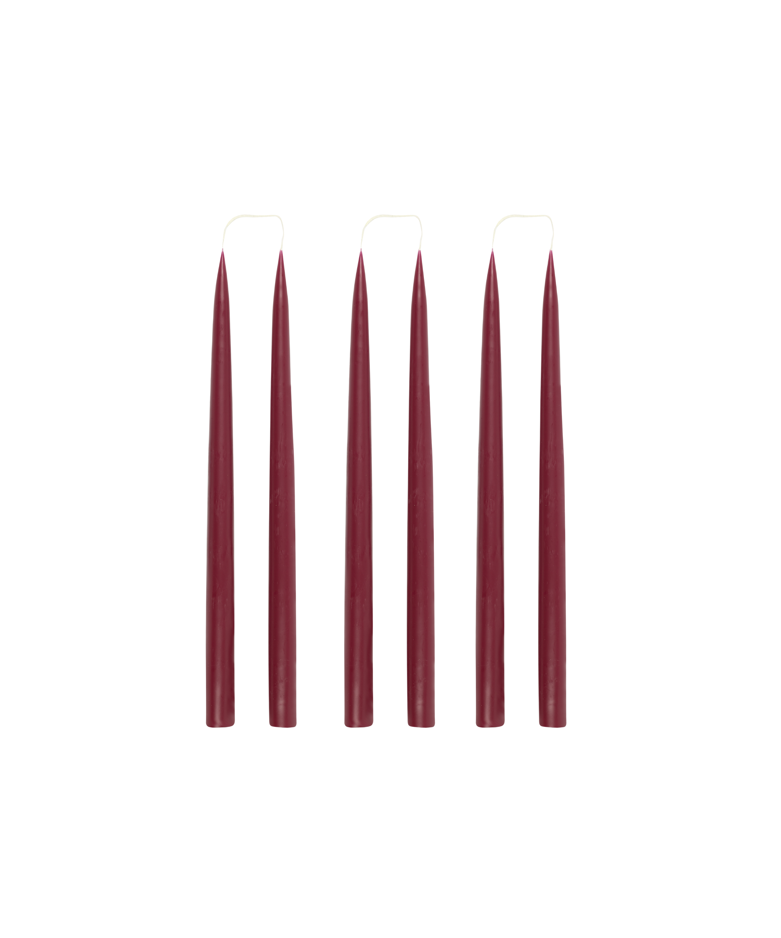 Rebecca Udall Set of 6 35cm Handmade Danish Taper Candles, Burgundy