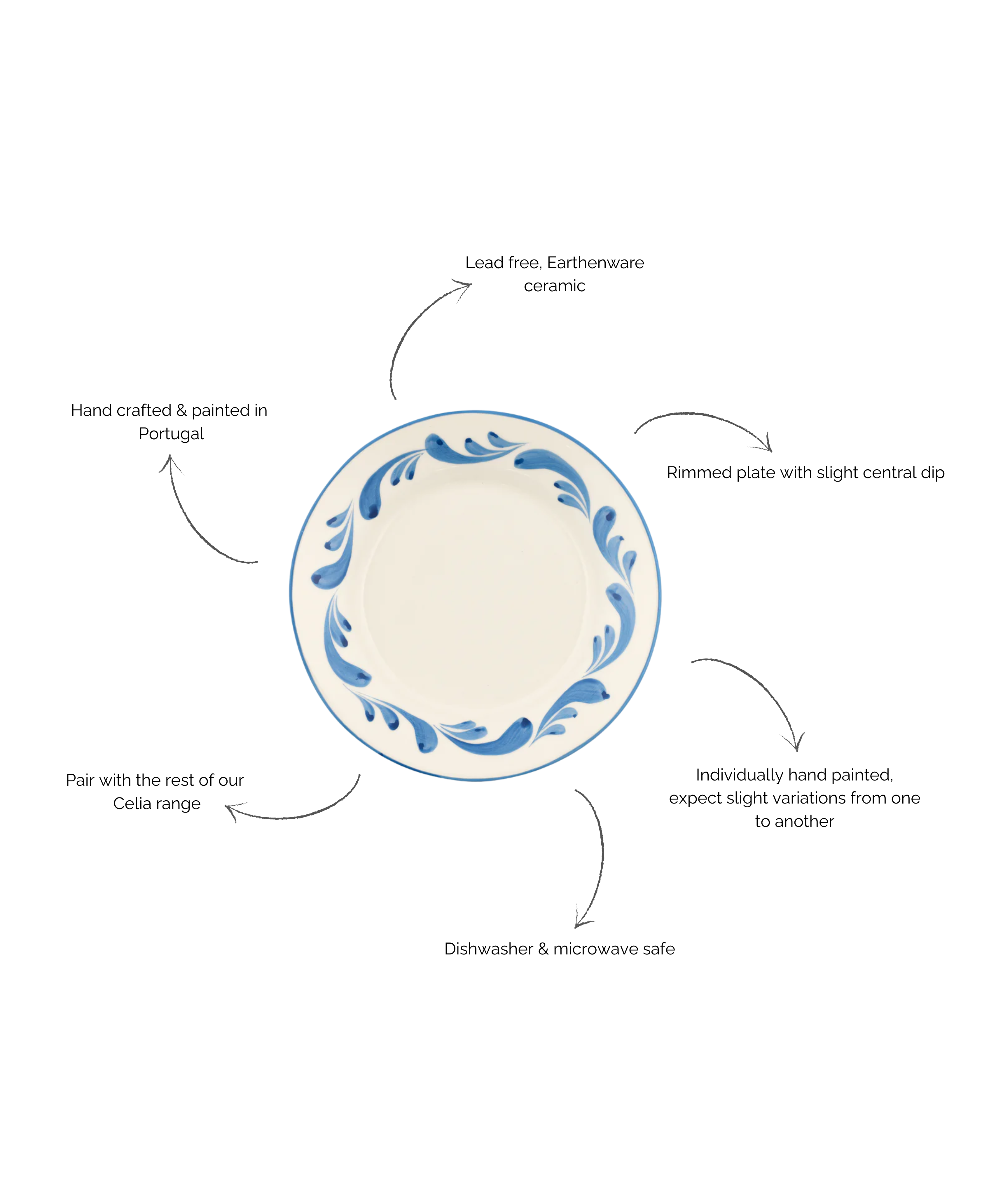 Celia Dinner Plate, Denim Blue