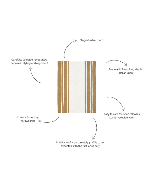 Colette Striped Linen Tablecloth, Nougat, Detail