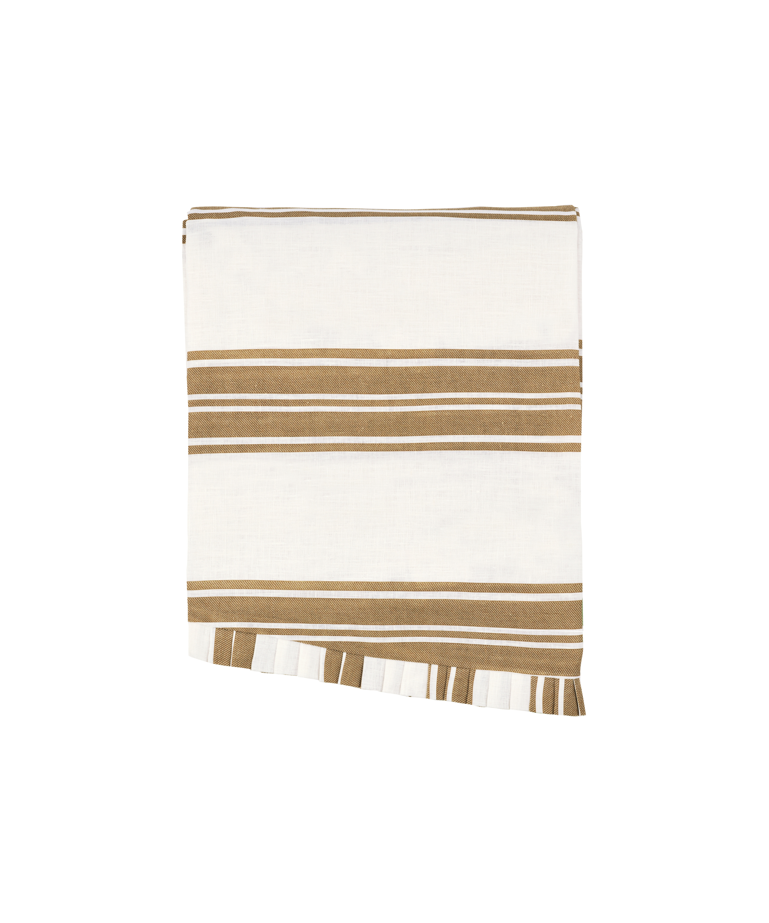 Colette Striped Table Linens, Nougat, Round Tablecloth, Cut Out