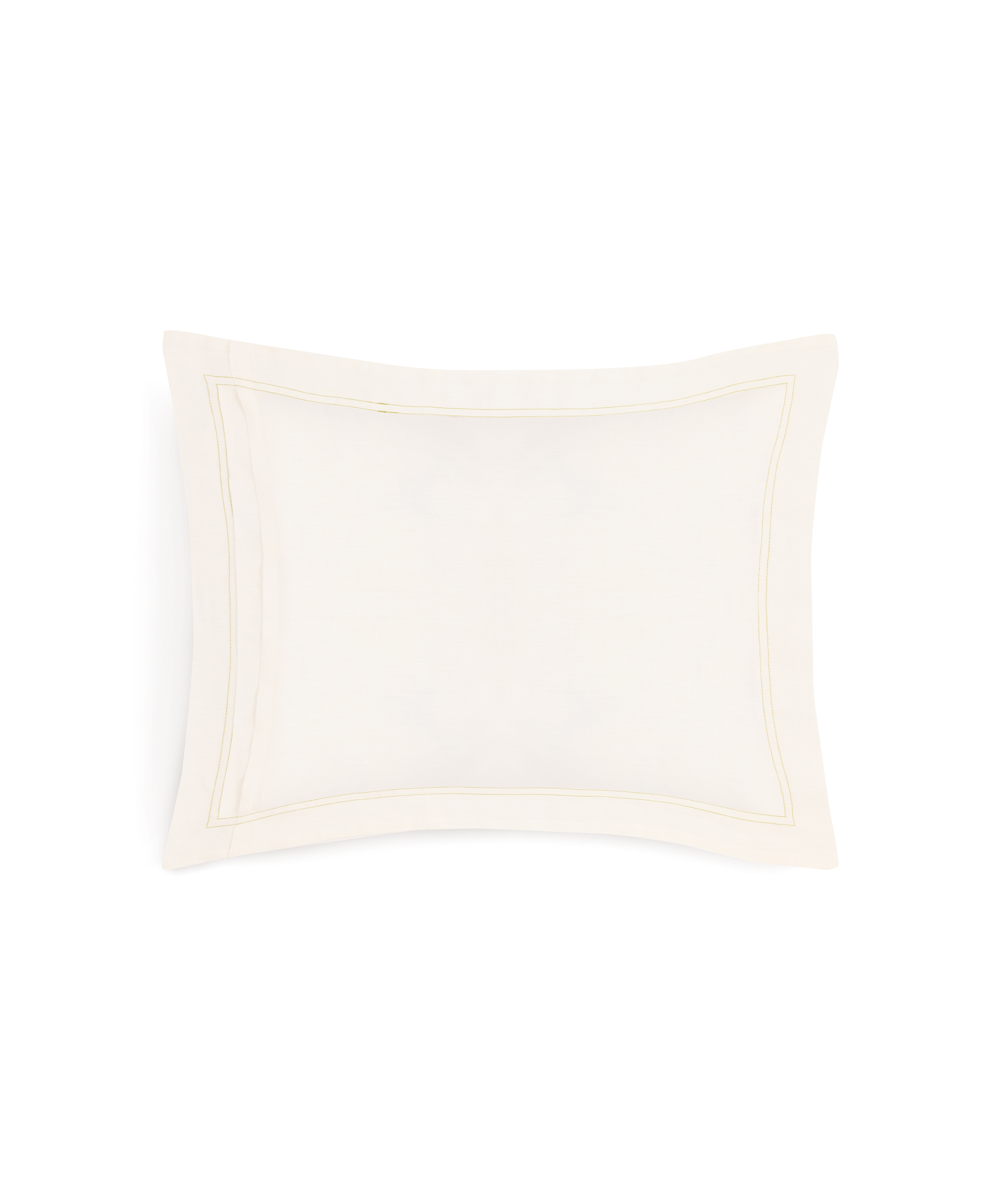 Rebecca Udall, Darcy Linen Boudoir Pillowcase, White with Fern Green Stitch Detail