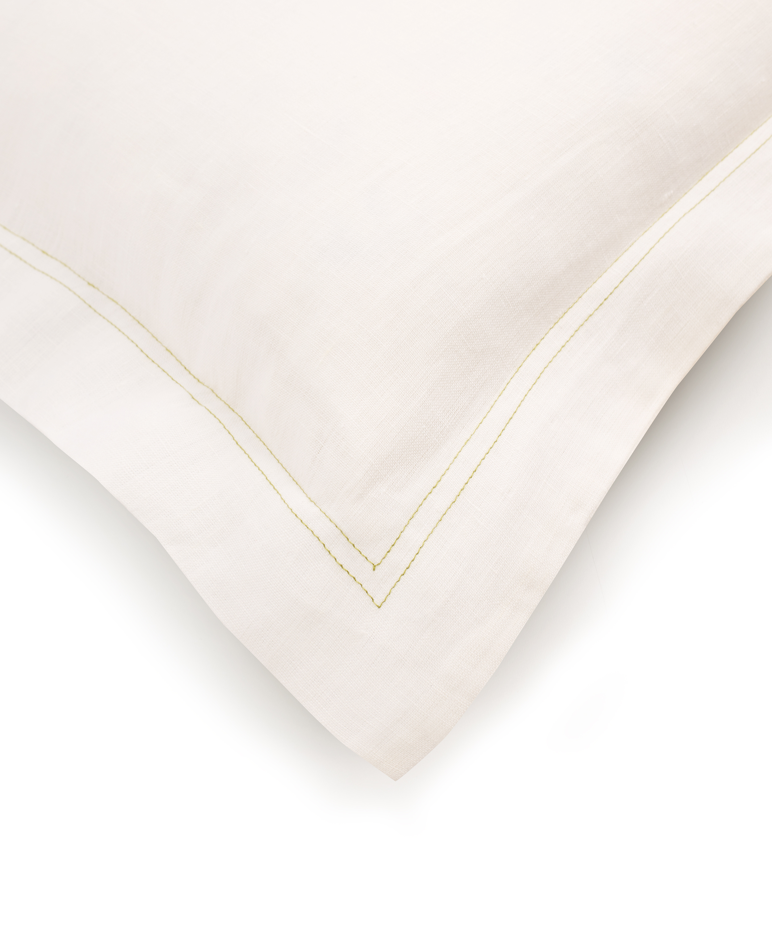 Rebecca Udall, Darcy European Linen Boudoir Pillowcase, Fern Green Stitch Detail