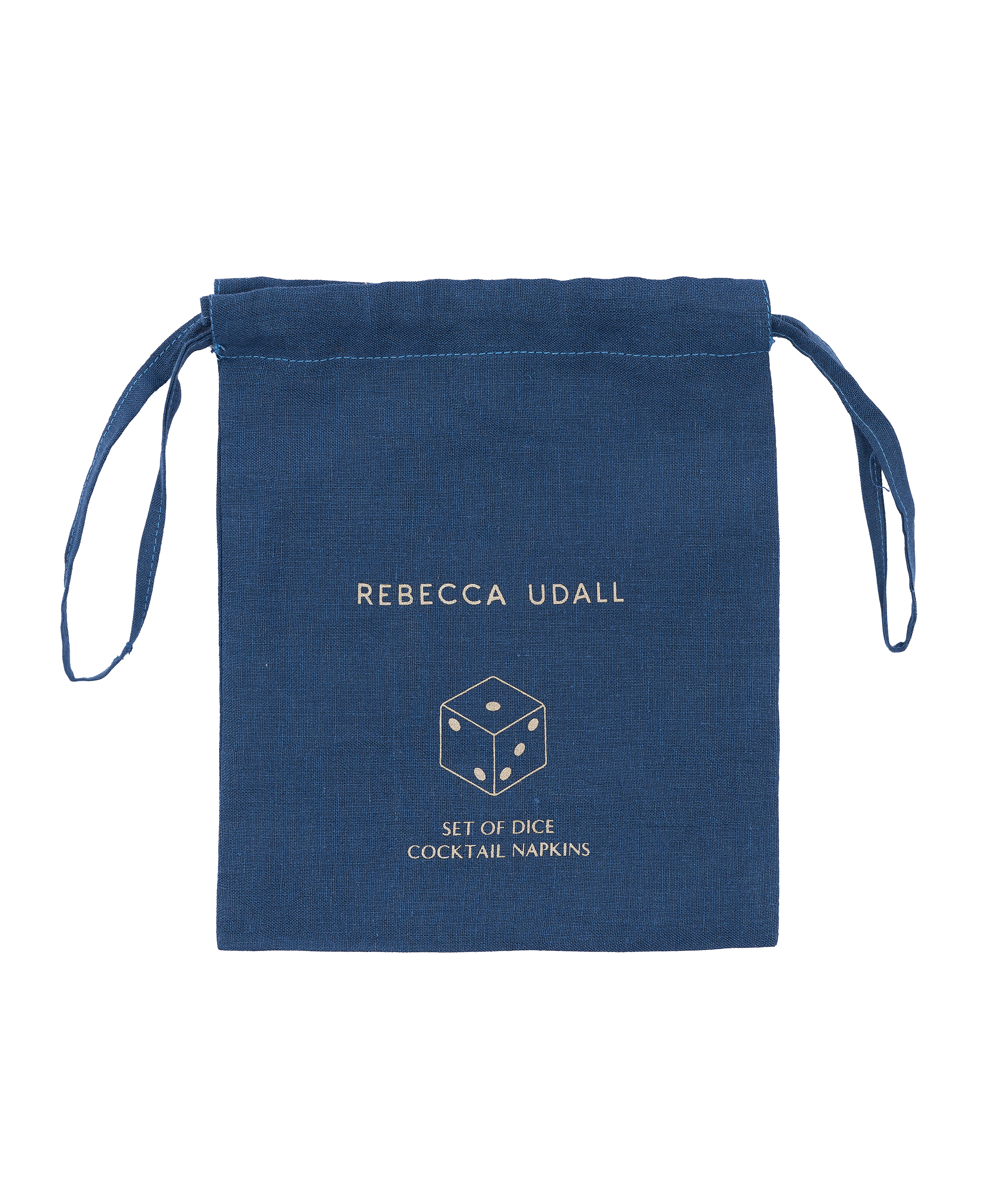 Set of 6 Dice Linen Cocktail Napkins, Dust Bag