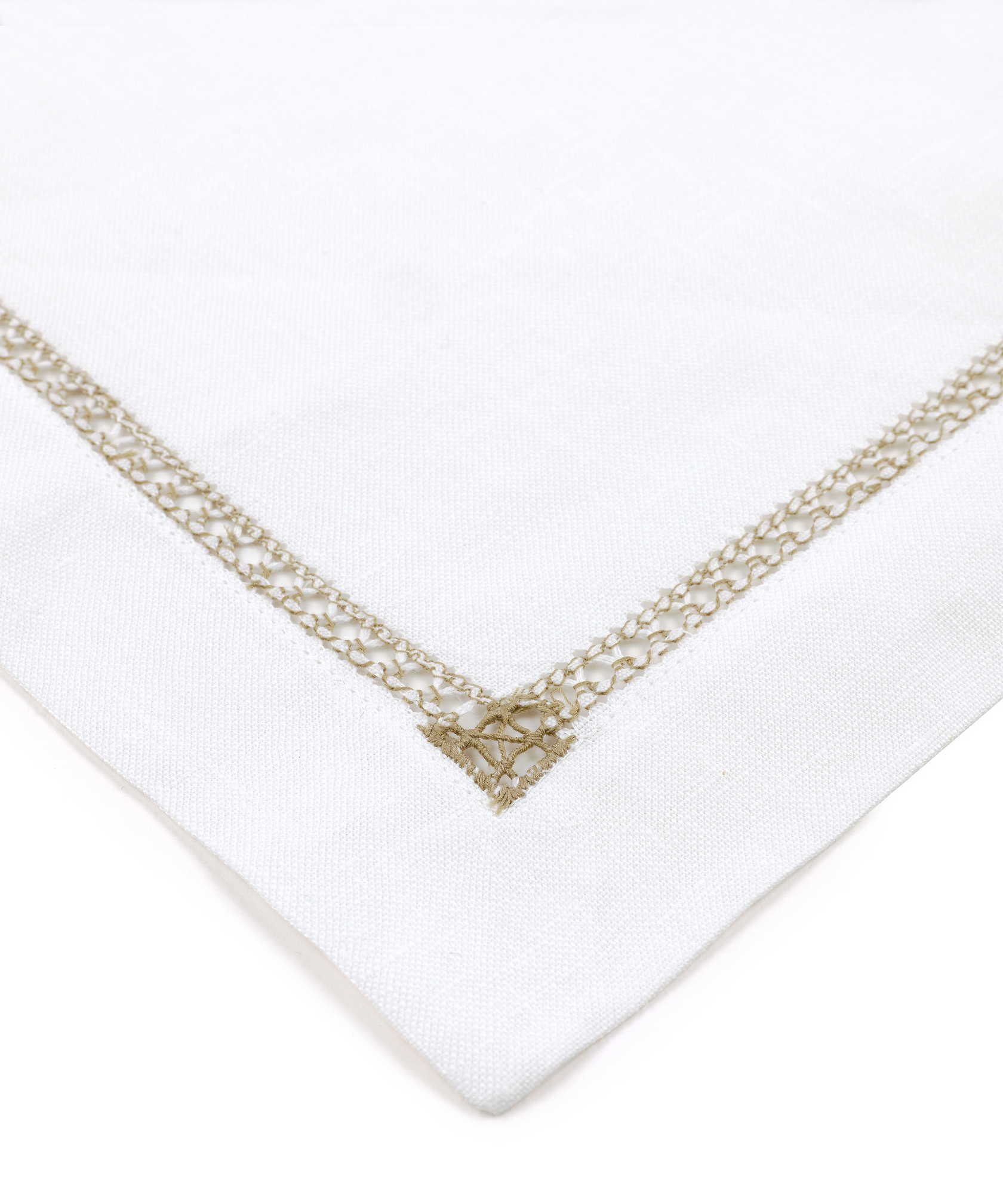 Rebecca Udall Georgiana Ladderstitch Linen Placemat, Nougat, Cut Out, Detail