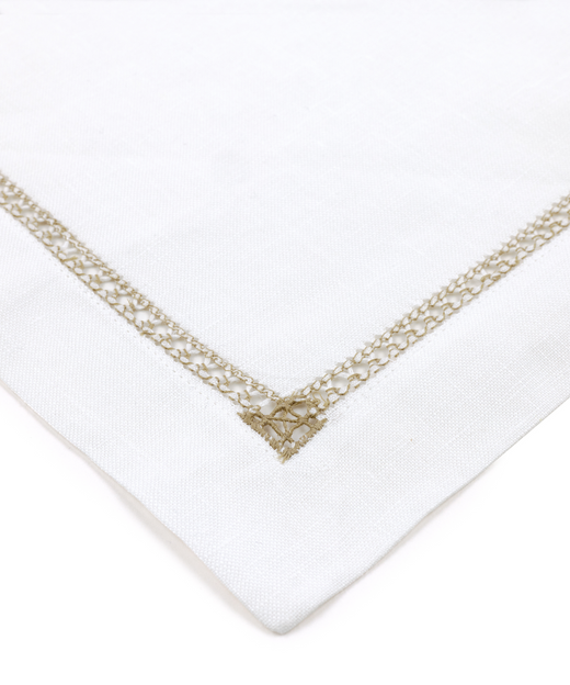 Rebecca Udall Georgiana Ladderstitch Linen Placemat, Nougat, Cut Out, Detail