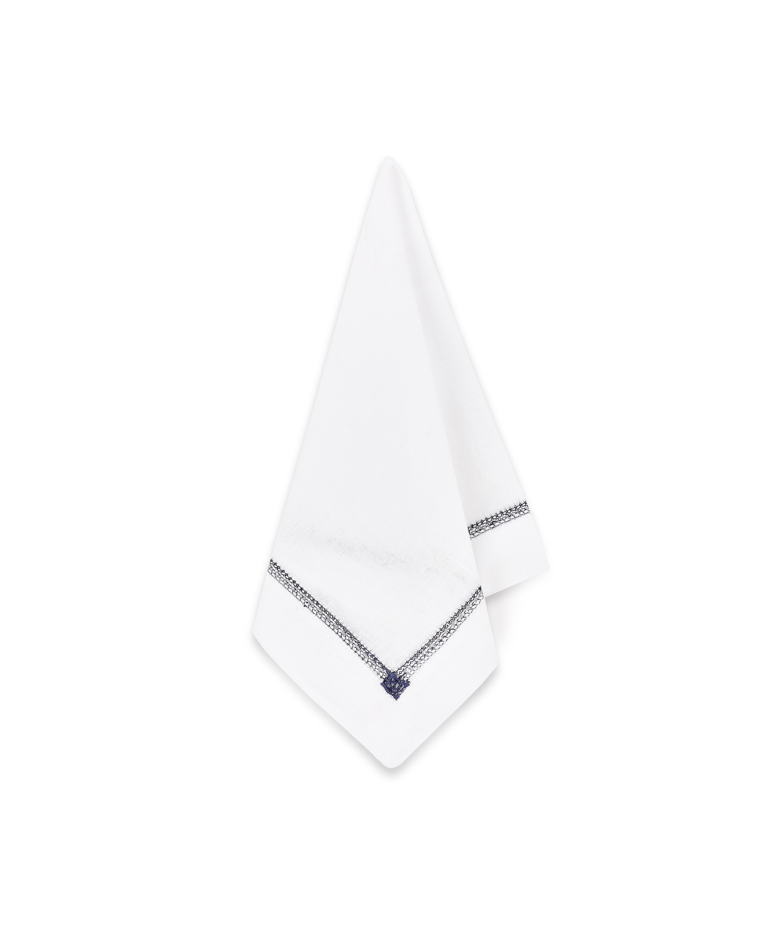 Rebecca Udall Georgiana Ladderstitch Linen Napkin, Navy, Draped