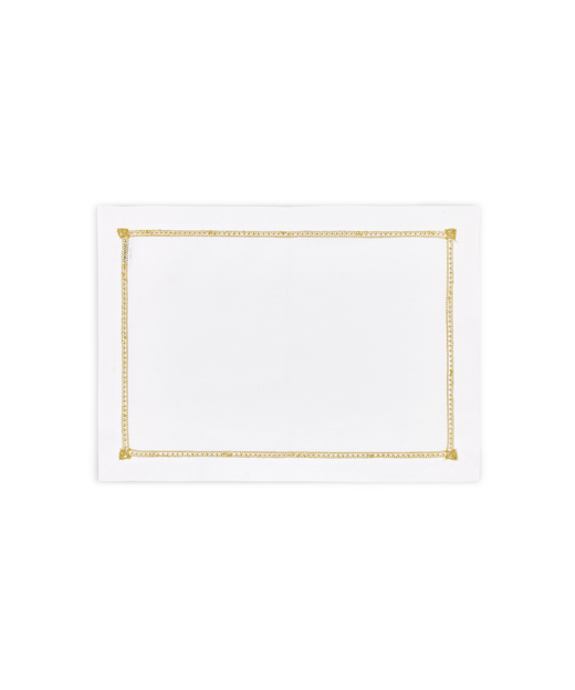 Rebecca Udall Georgiana Ladderstitch Linen Placemat, Straw, Cut Out