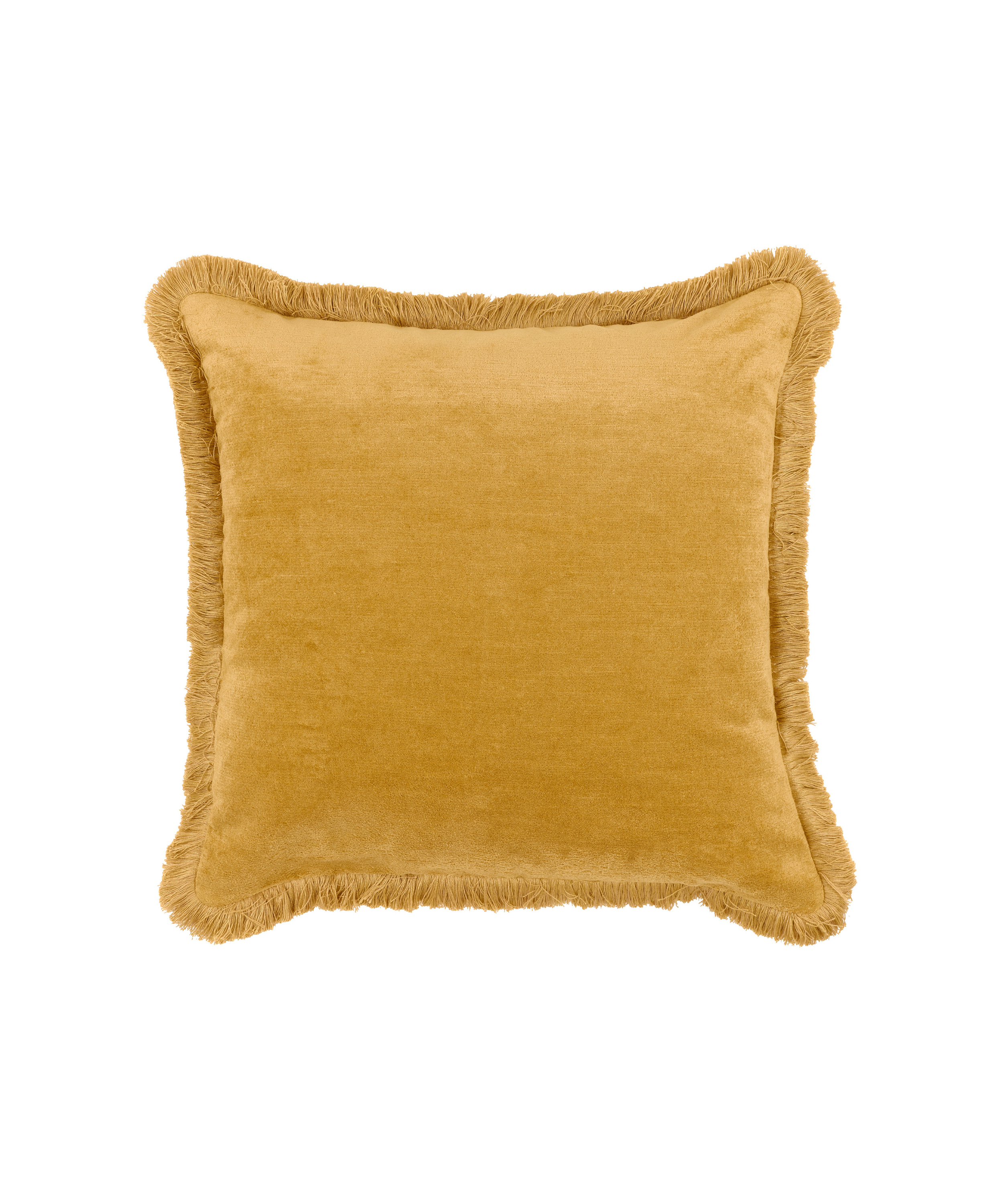 Rebecca Udall Lola Brushed Fringe Linen Velvet Square Cushion, Straw