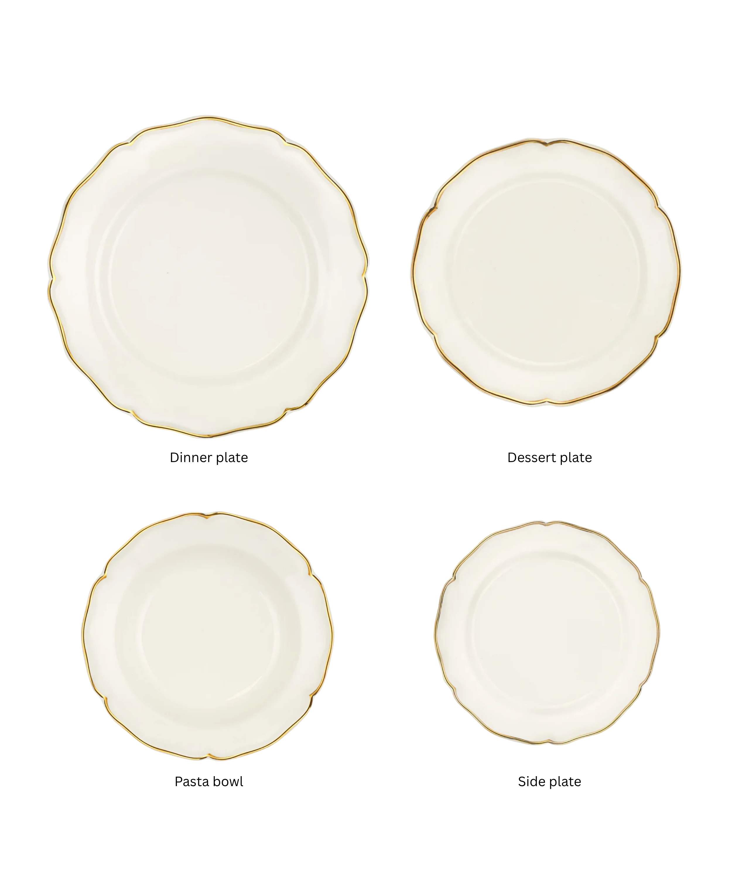Madeleine Crockery, Gold Filet