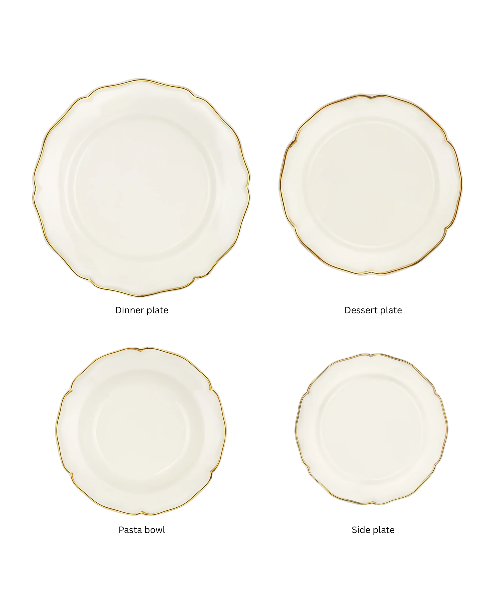 Madeleine Crockery, Gold Filet