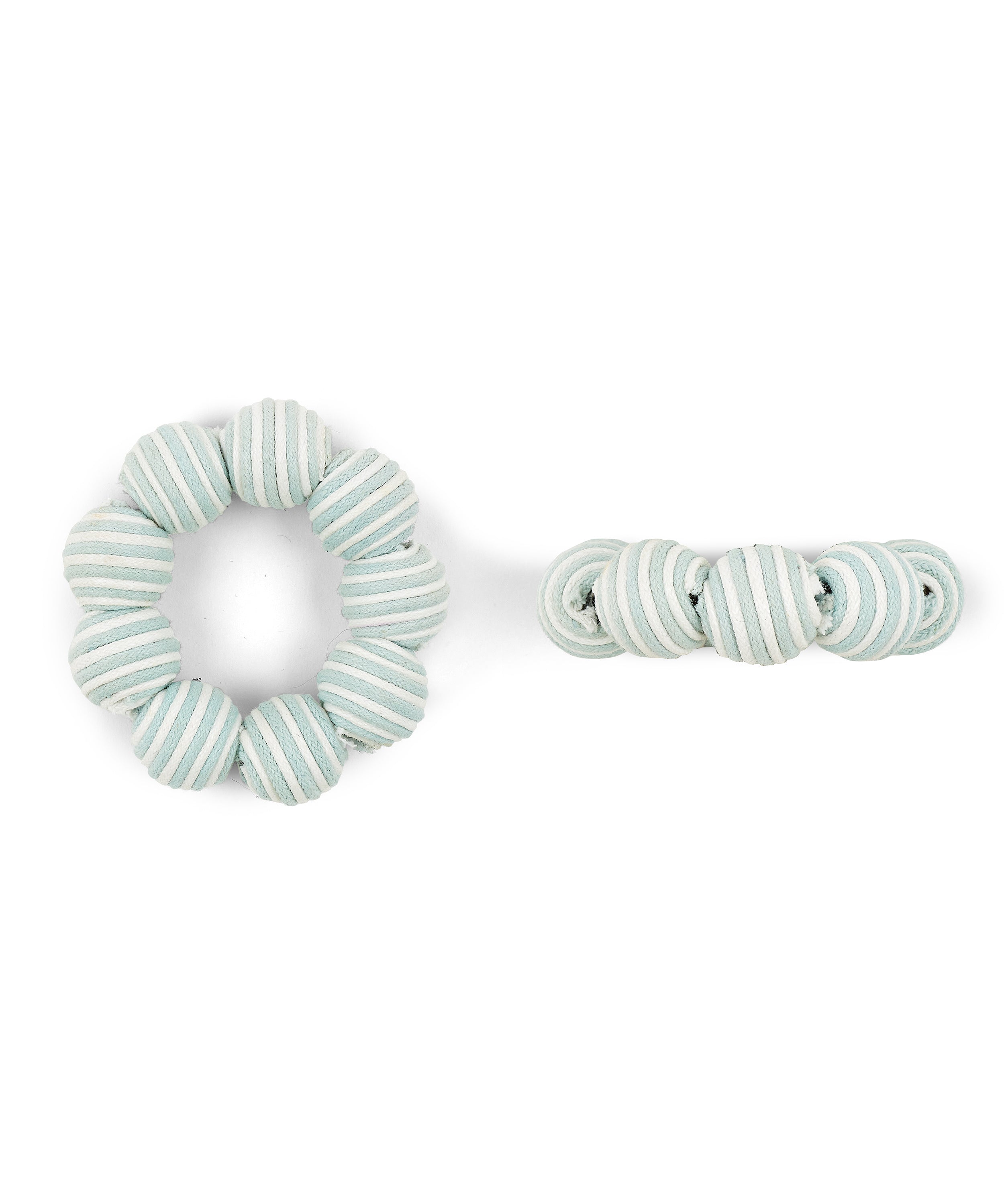 Rebecca Udall Set of 4 Striped Napkin Rings, Chalk Blue, Detail