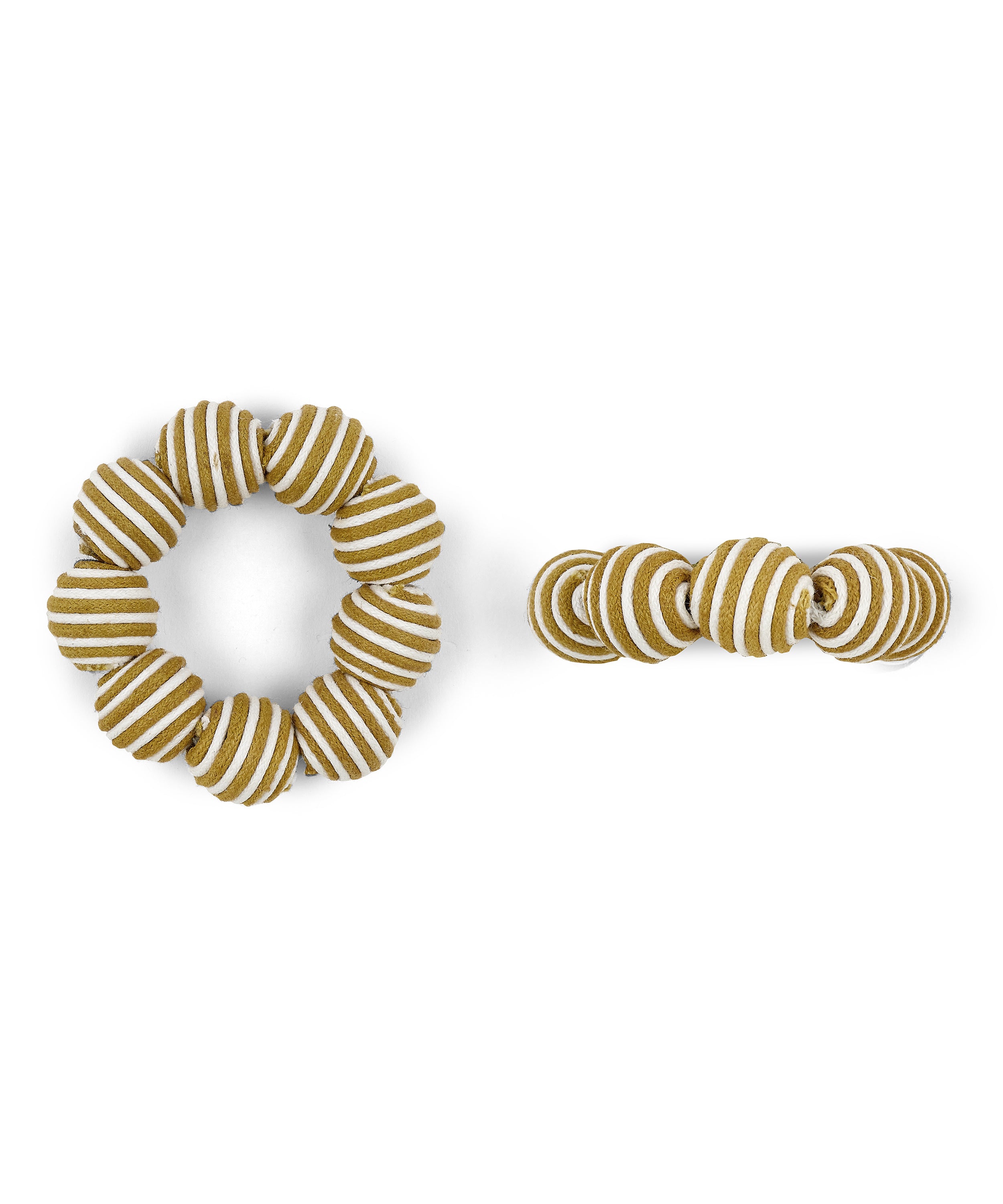Rebecca Udall Set of 4 Striped Napkin Rings, Tobacco, Detail