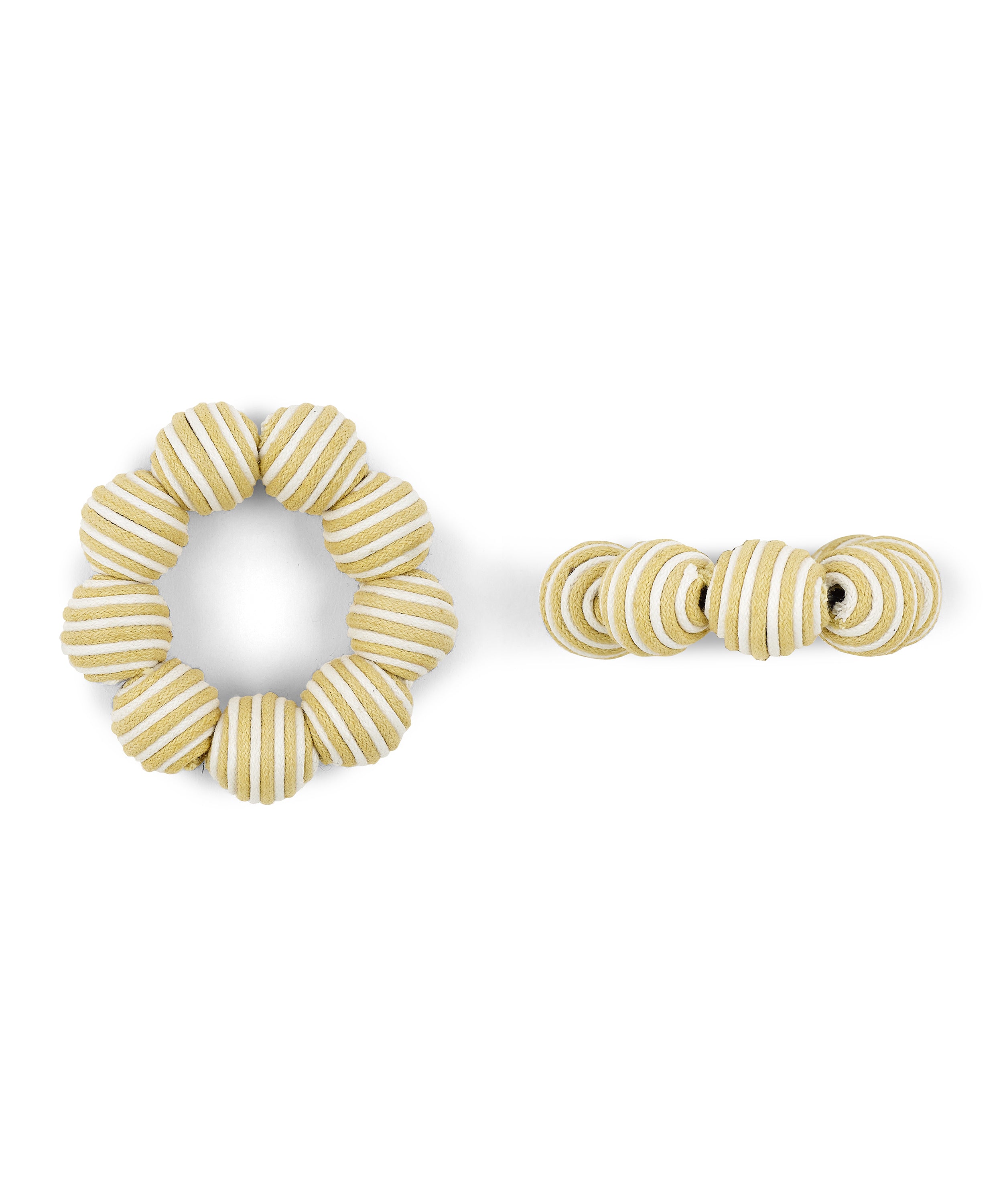 Rebecca Udall Set of 4 Striped Napkin Rings, Taupe, Detail