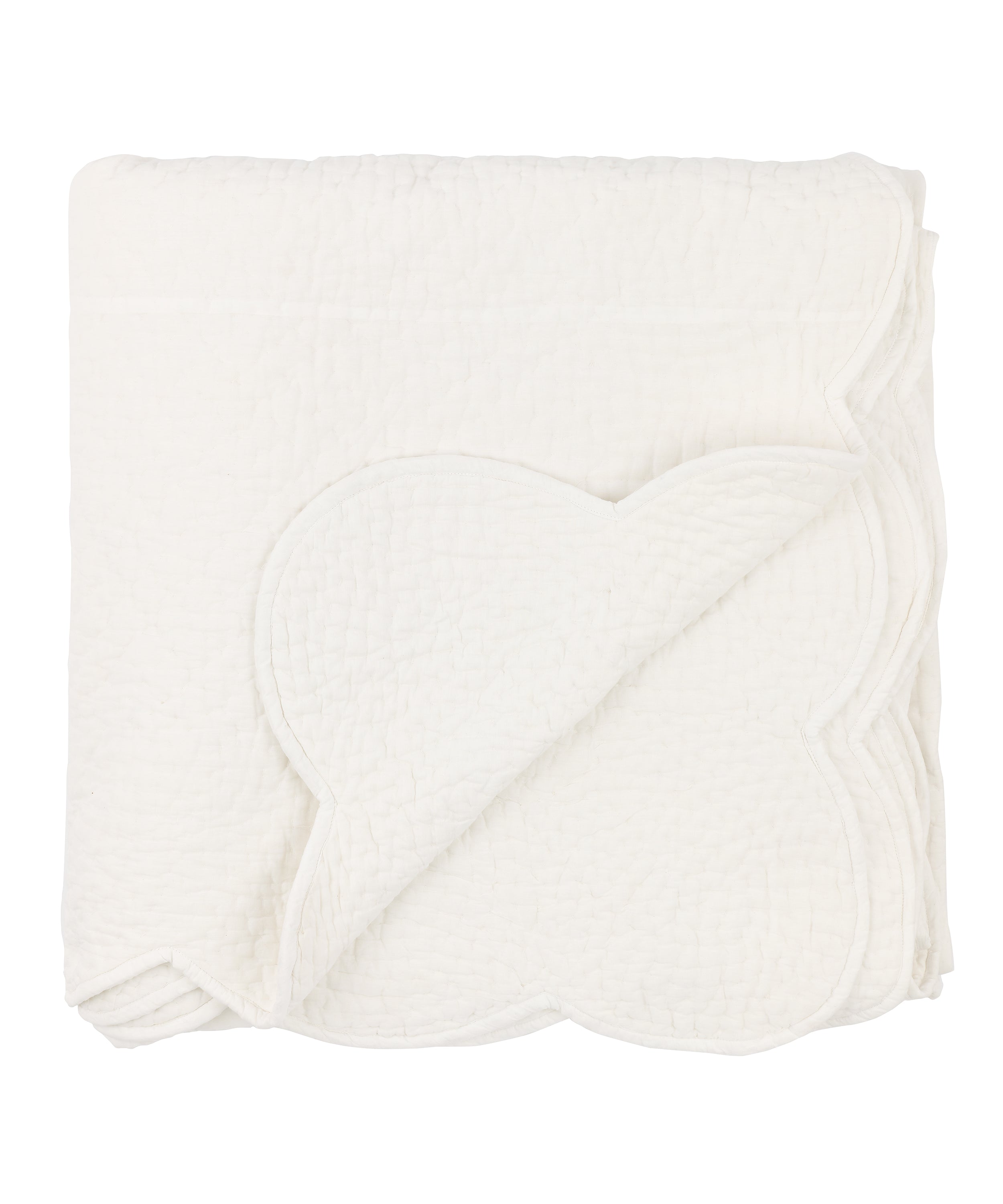 Rebecca Udall, Nina Decorative Scalloped Indian Heritage Quilted Cotton Bedspread, White, Cut Out Detail