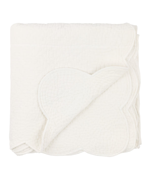 Rebecca Udall, Nina Decorative Scalloped Indian Heritage Quilted Cotton Bedspread, White, Cut Out Detail