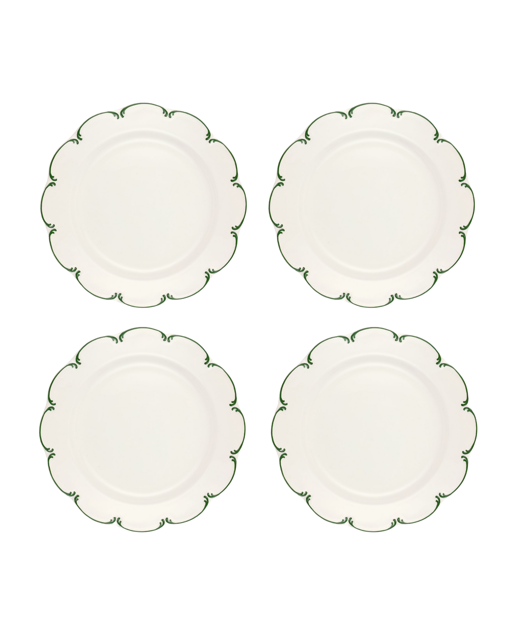 Olivia Scalloped Crockery, Green Filet