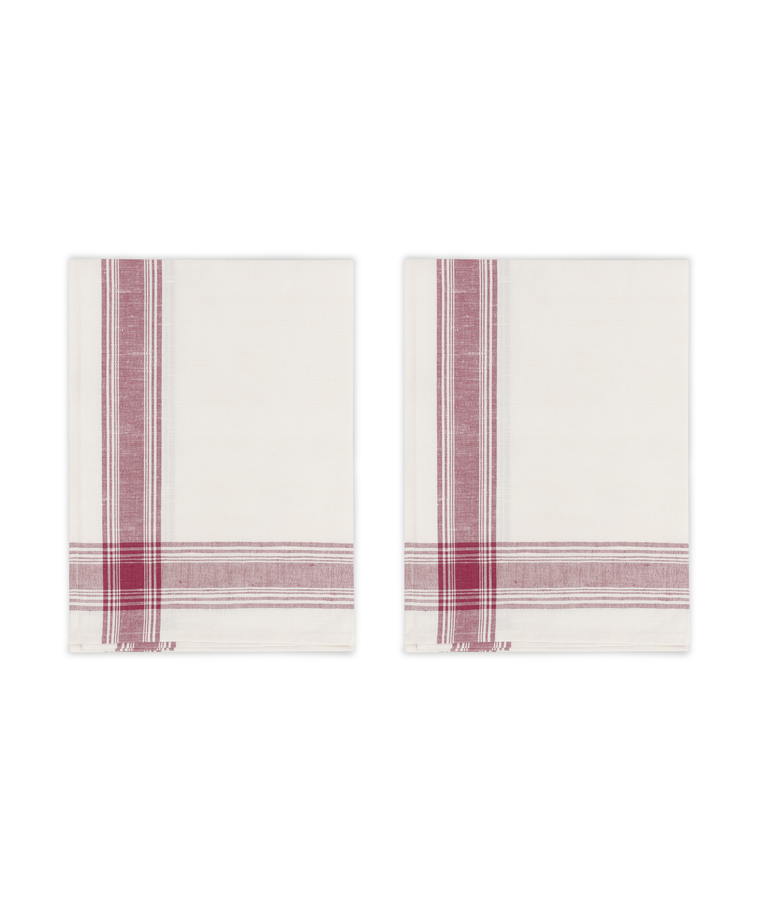 Rebecca Udall Pair of Bistrot Tea Towels, Burgundy, Cut Out, Ivory Background