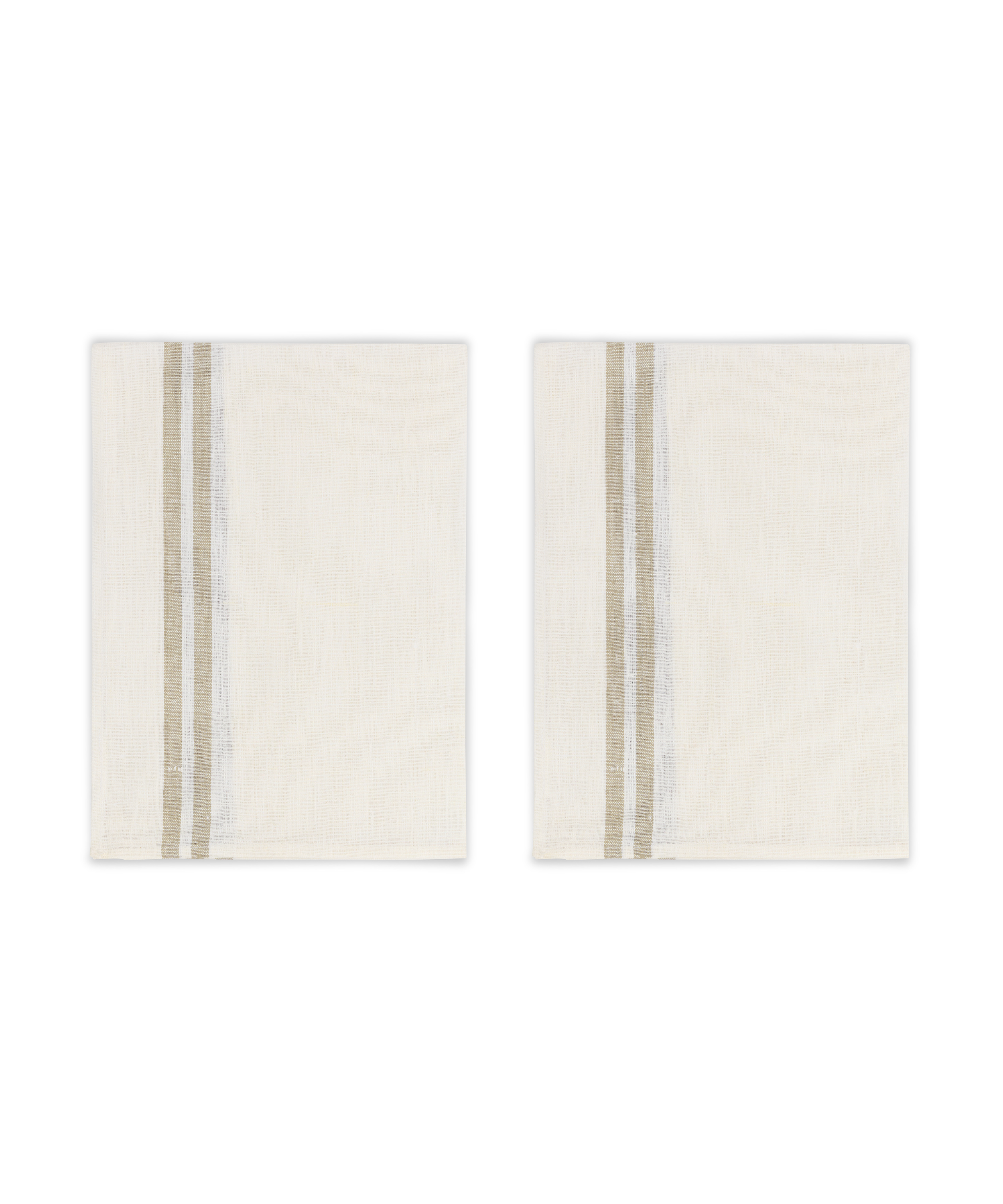 Rebecca Udall Pair of Striped Linen Tea Towels, Natural, Ivory Background