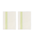 Rebecca Udall Pair of Striped Linen Tea Towels, Apple Green, Ivory Background