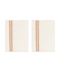 Rebecca Udall Pair of Striped Linen Tea Towels, Burnt Orange, Ivory Background