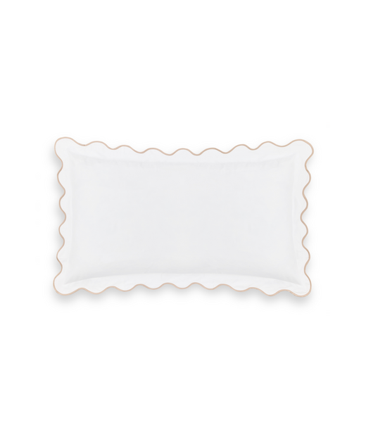 Pair of Alexandra Wavy Scalloped Pilllowcases, Plaster Pink