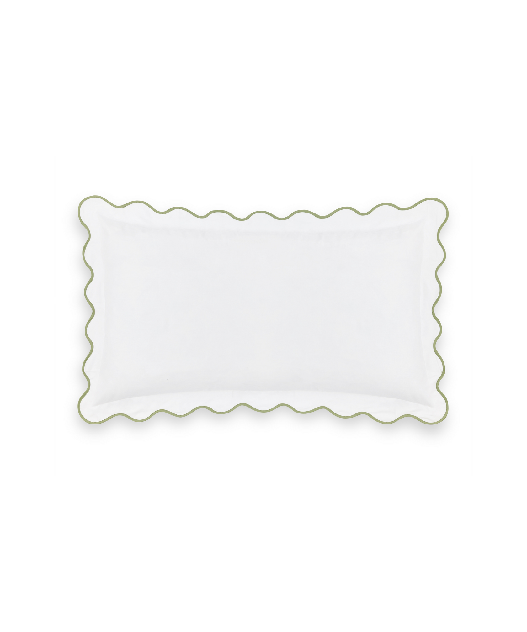 Pair of Alexandra Wavy Scalloped Pilllowcases, Sage Green
