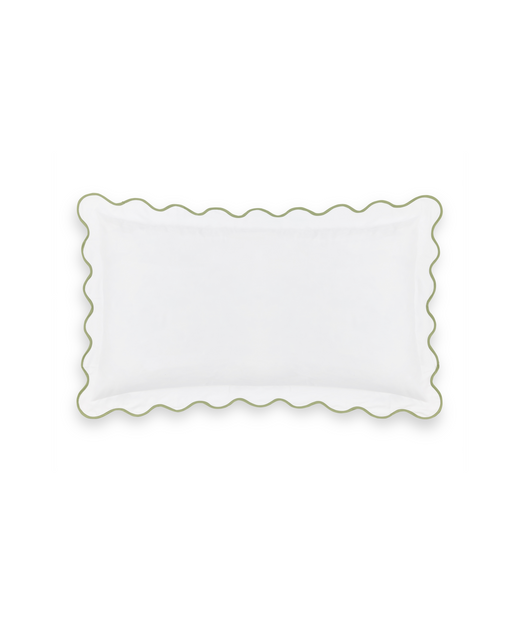 Pair of Alexandra Wavy Scalloped Pilllowcases, Sage Green