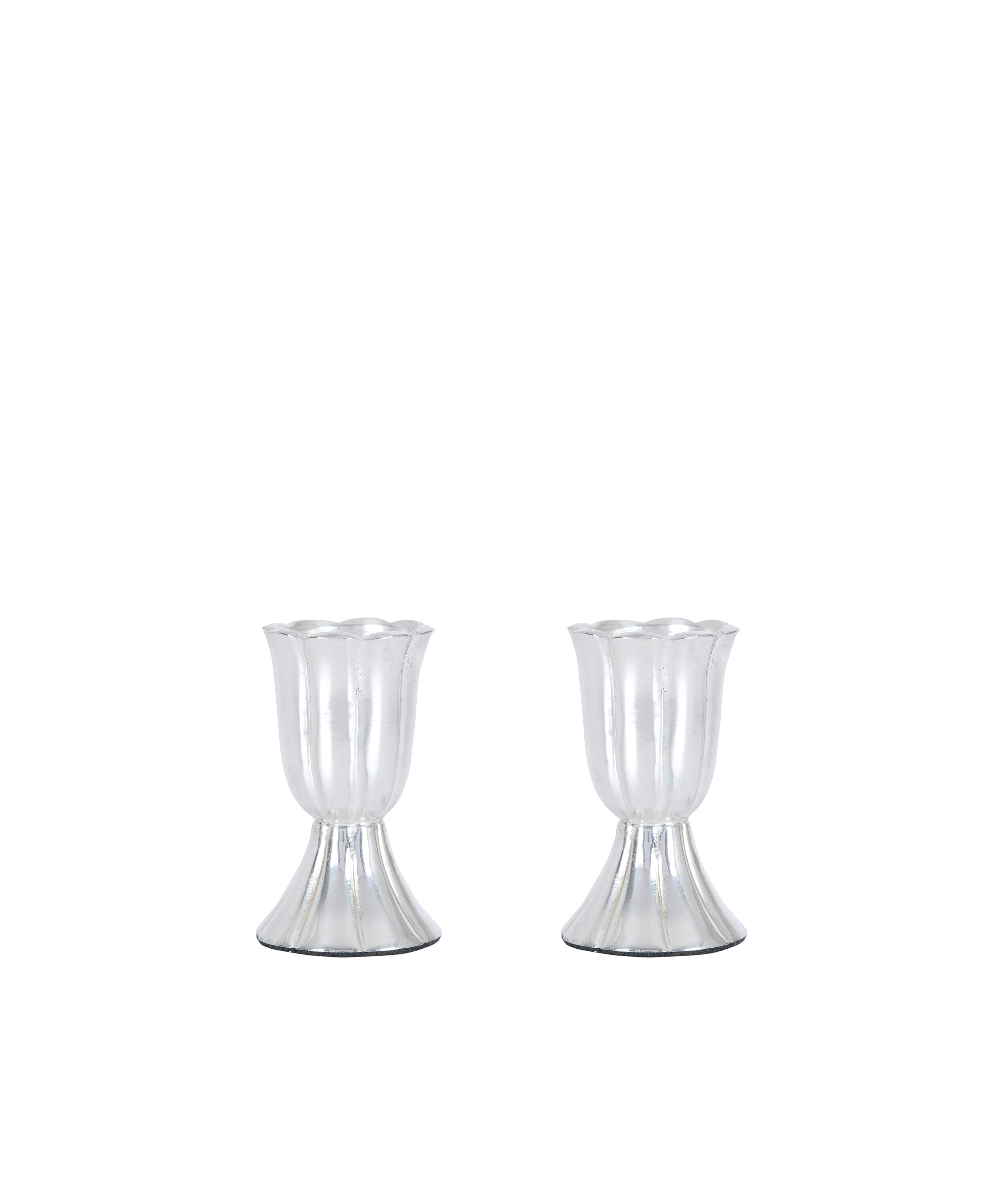 Rebecca Udall Pair of Fluted Candleholders, Silver, Cut Out, White Background