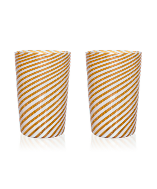 Pair of Murano Swirl Tumblers, Autumn, Cut Out