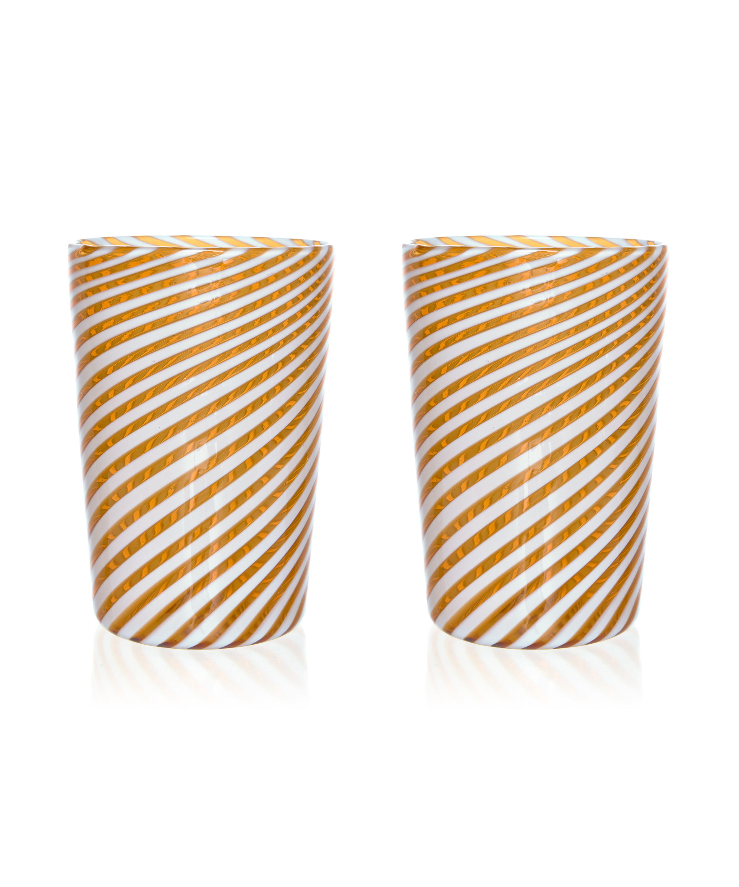 Pair of Murano Swirl Tumblers, Autumn, Cut Out