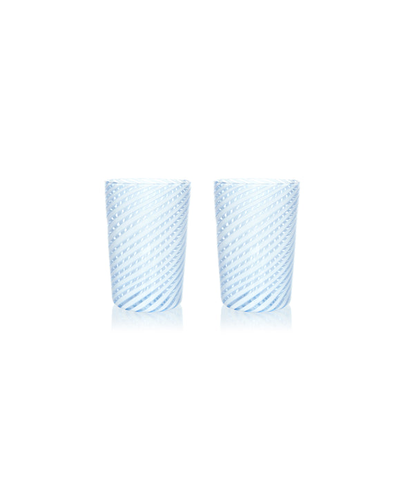 Pair of Murano Swirl Tumblers, Winter, Cut Out