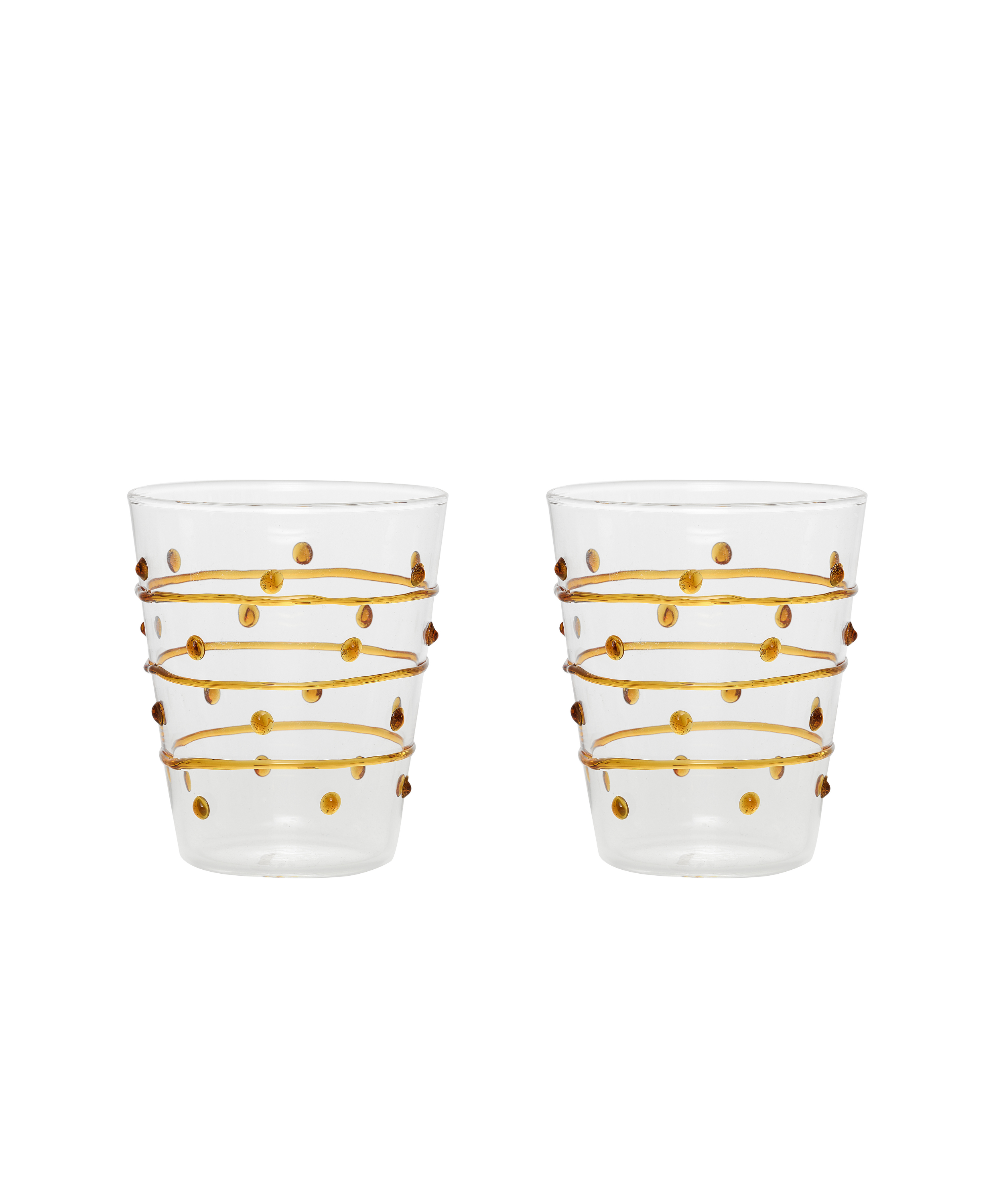 Pair of Elisa Tumblers, Dark Amber, Cut Out