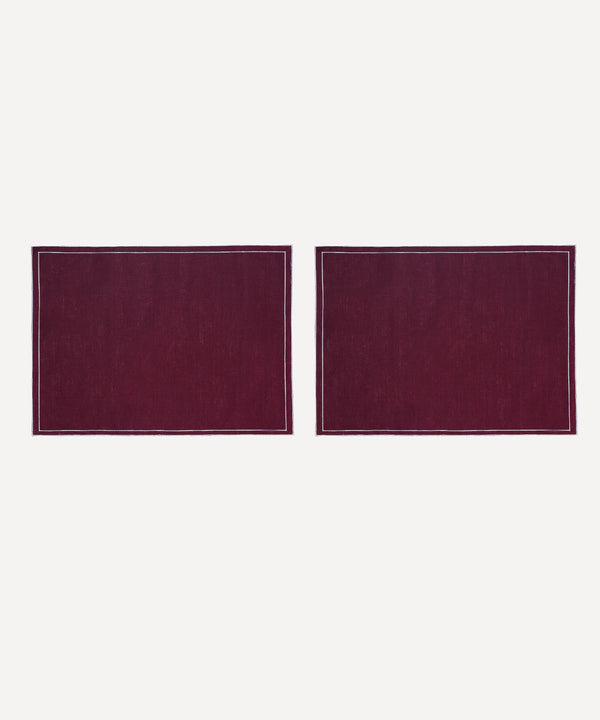 Pair of Rectangular Waxed Linen Placemats, Burgundy