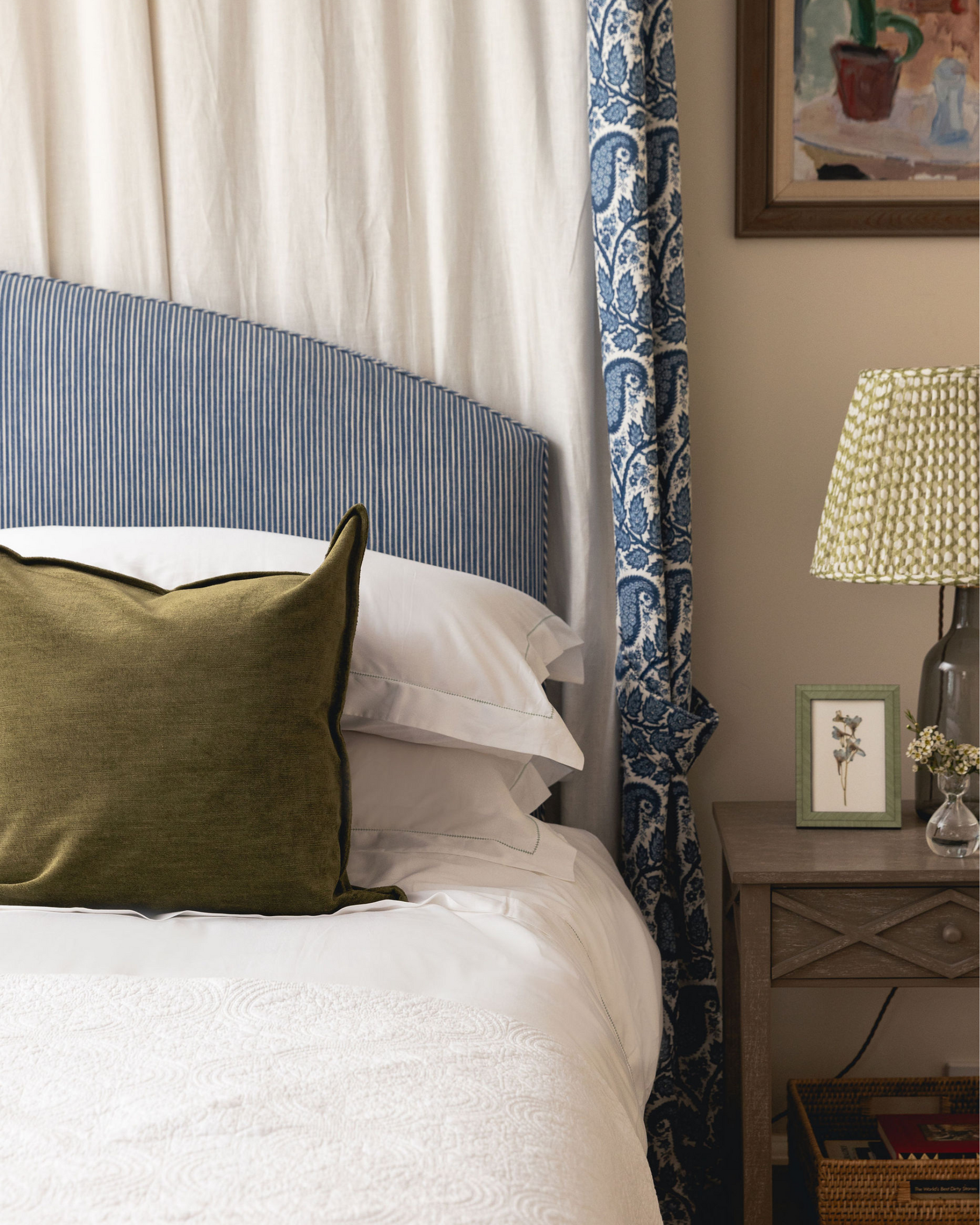 Porto Hemstitch Bed Linen, Frost Green