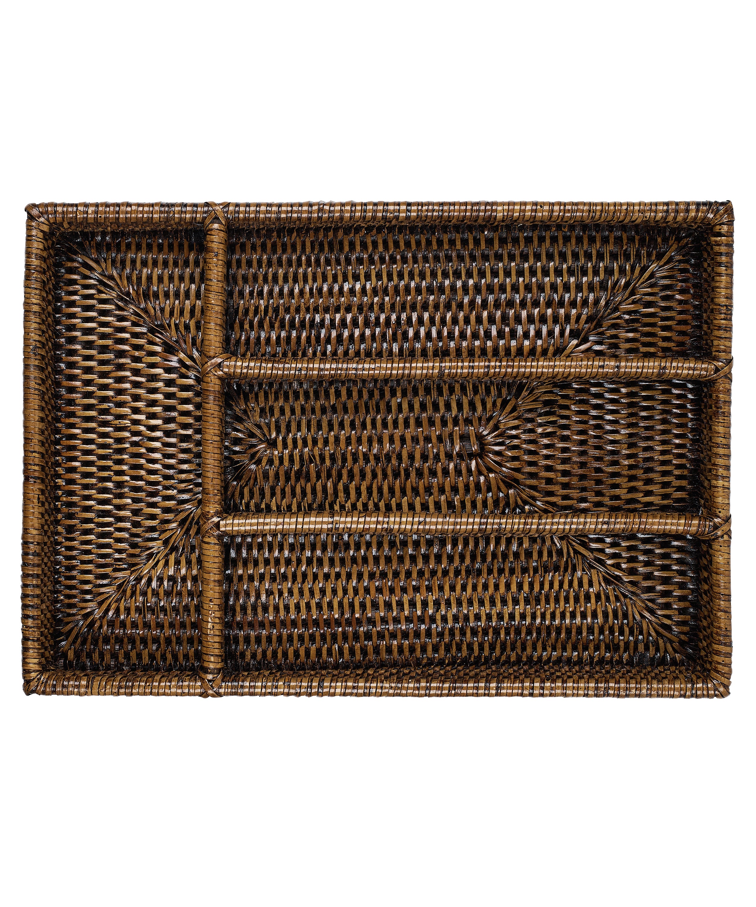 Rebecca Udall Rattan Cutlery Tray, Brown, Compartments