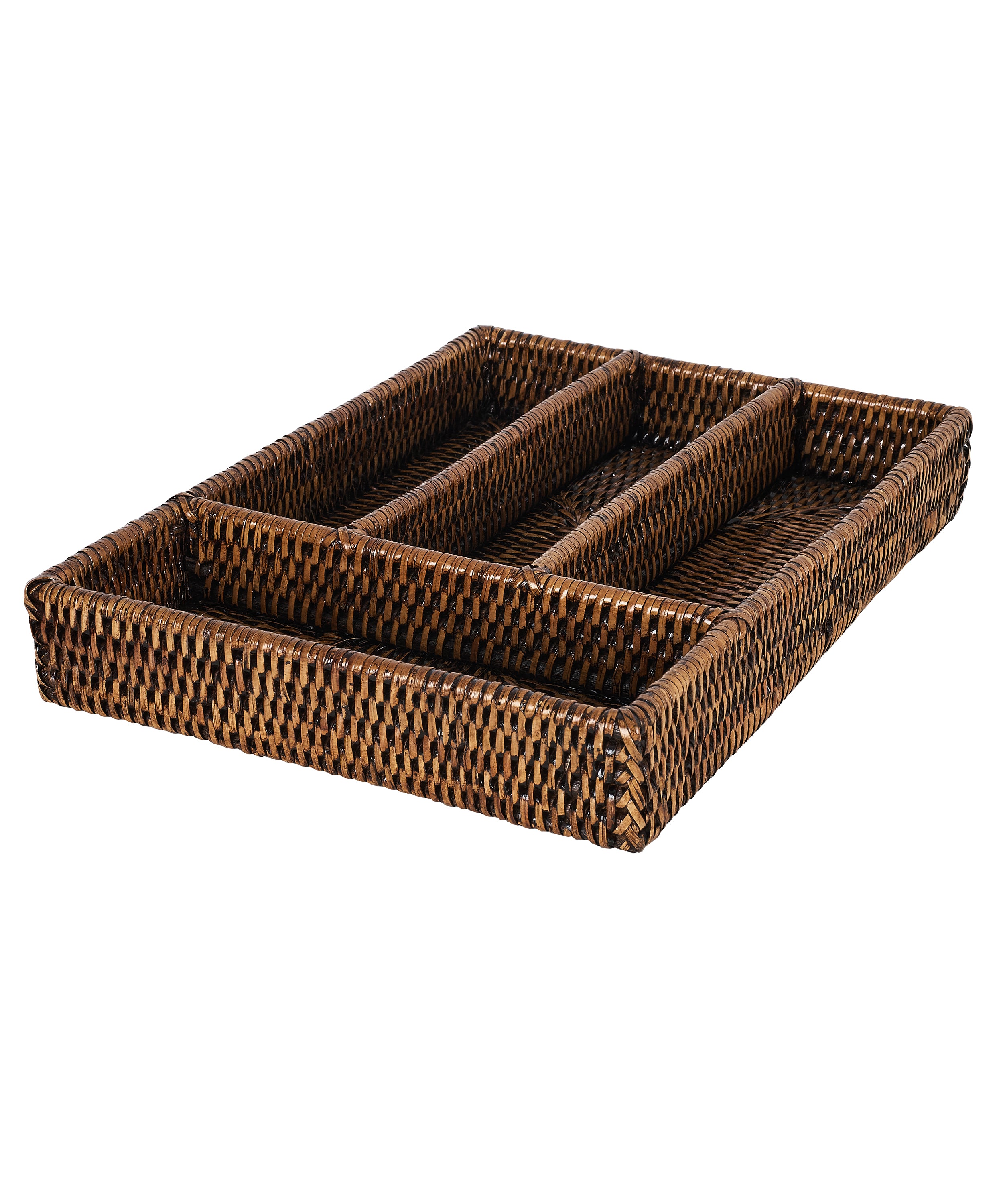 Rebecca Udall Woven Rattan Cutlery Tray, Brown