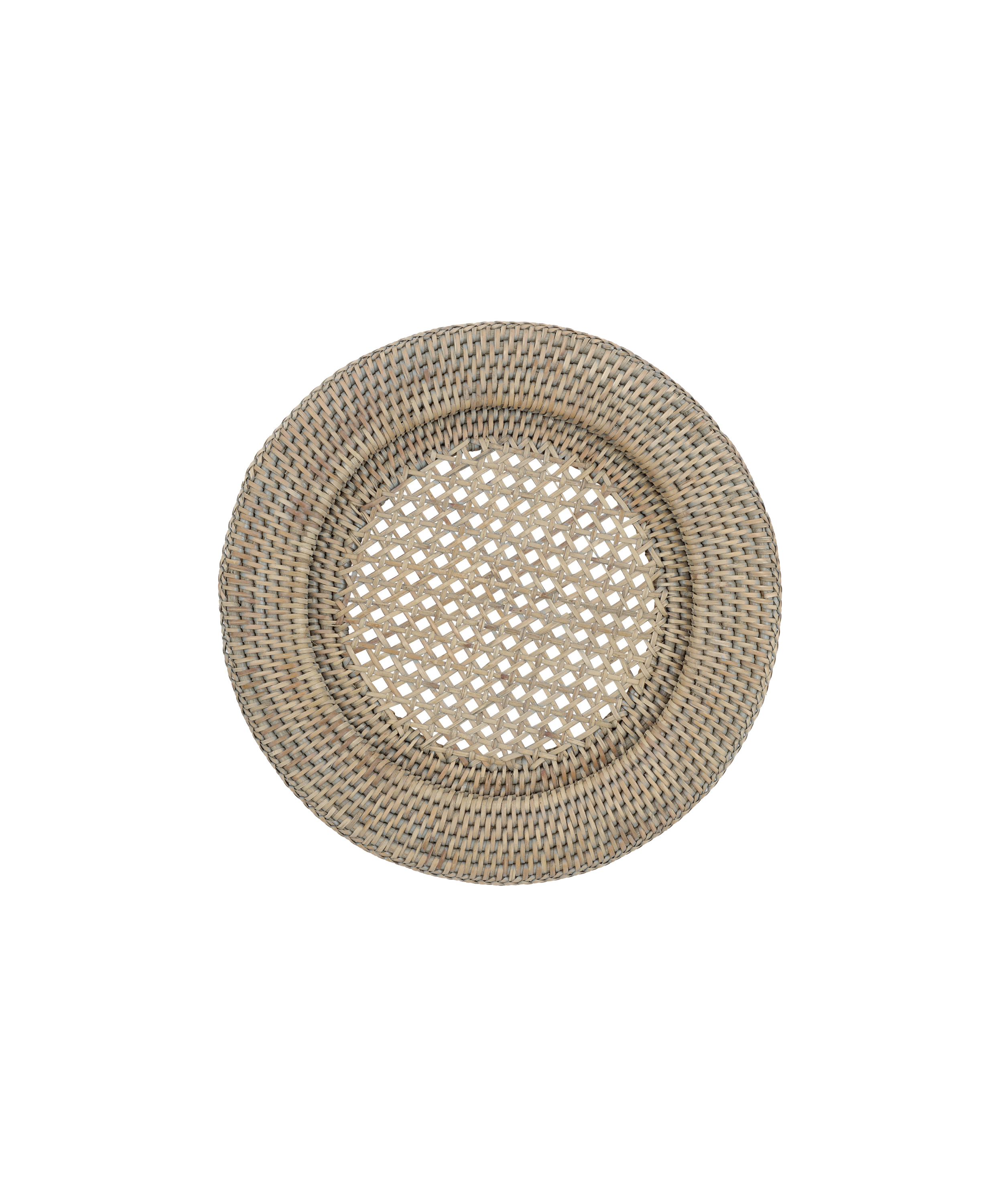 Rebecca Udall Rattan Charger, Taupe, White Background