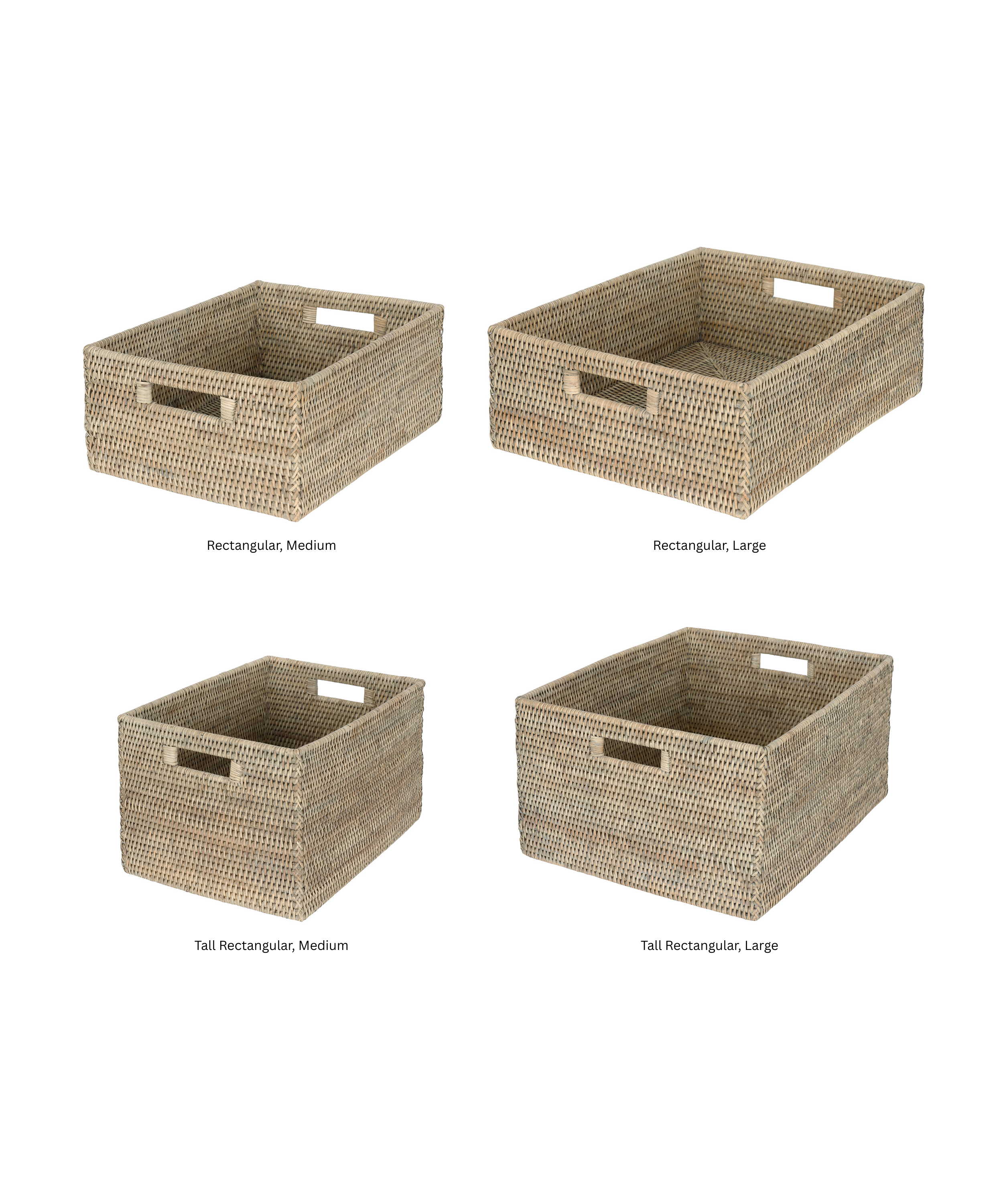Rattan Storage Baskets, Taupe
